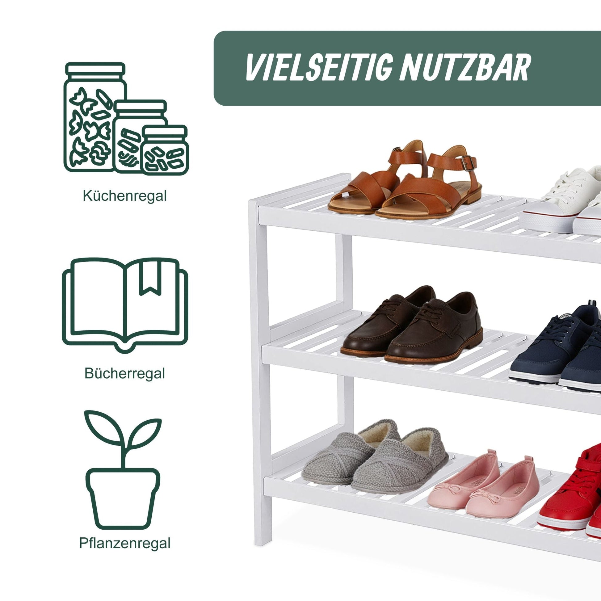 Schuhregal Bambus Weiss von Relaxdays