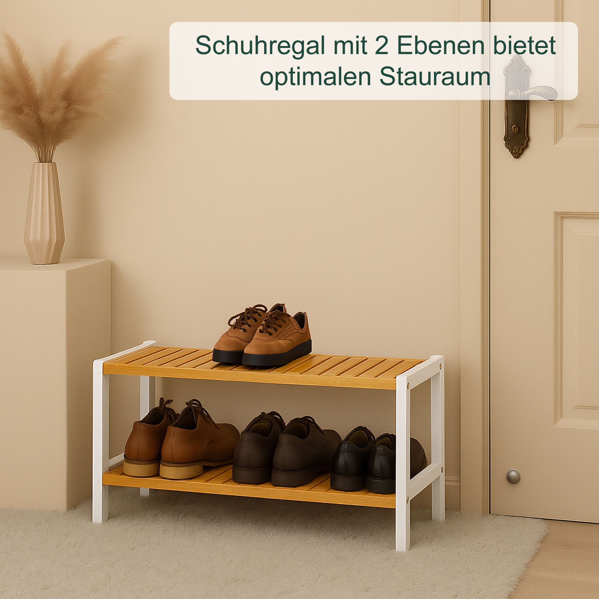 Schuhregal Bambus Hellbraun-Schwarz von Relaxdays