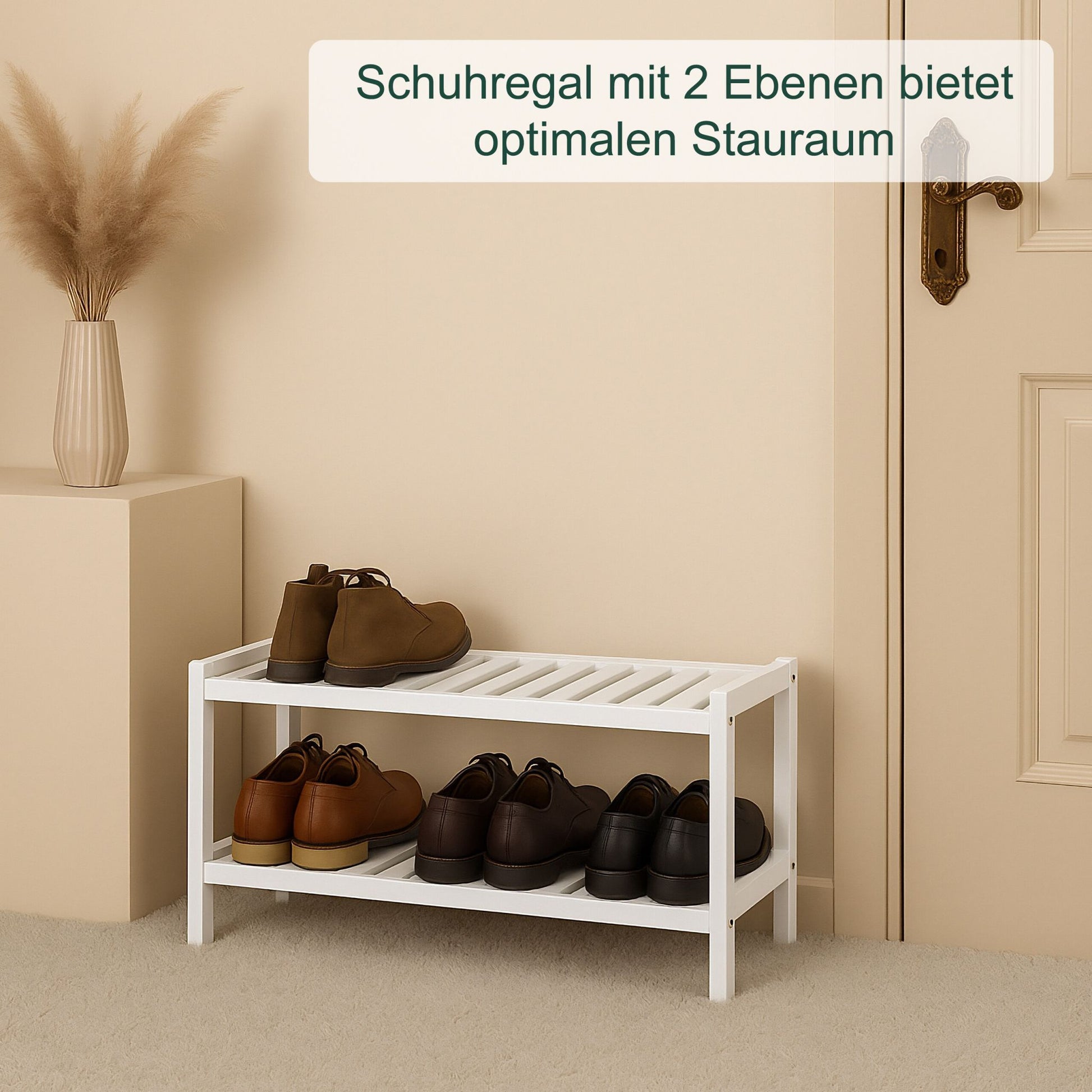 Schuhregal Bambus Weiss von Relaxdays