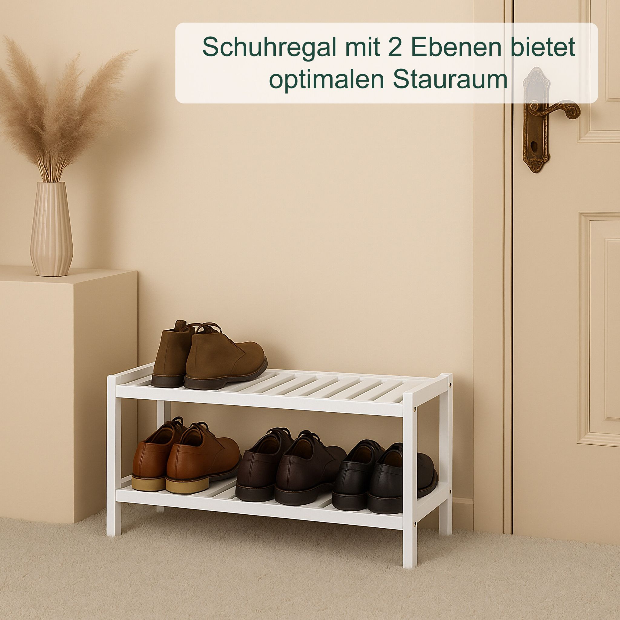 Schuhregal Bambus Weiss von Relaxdays