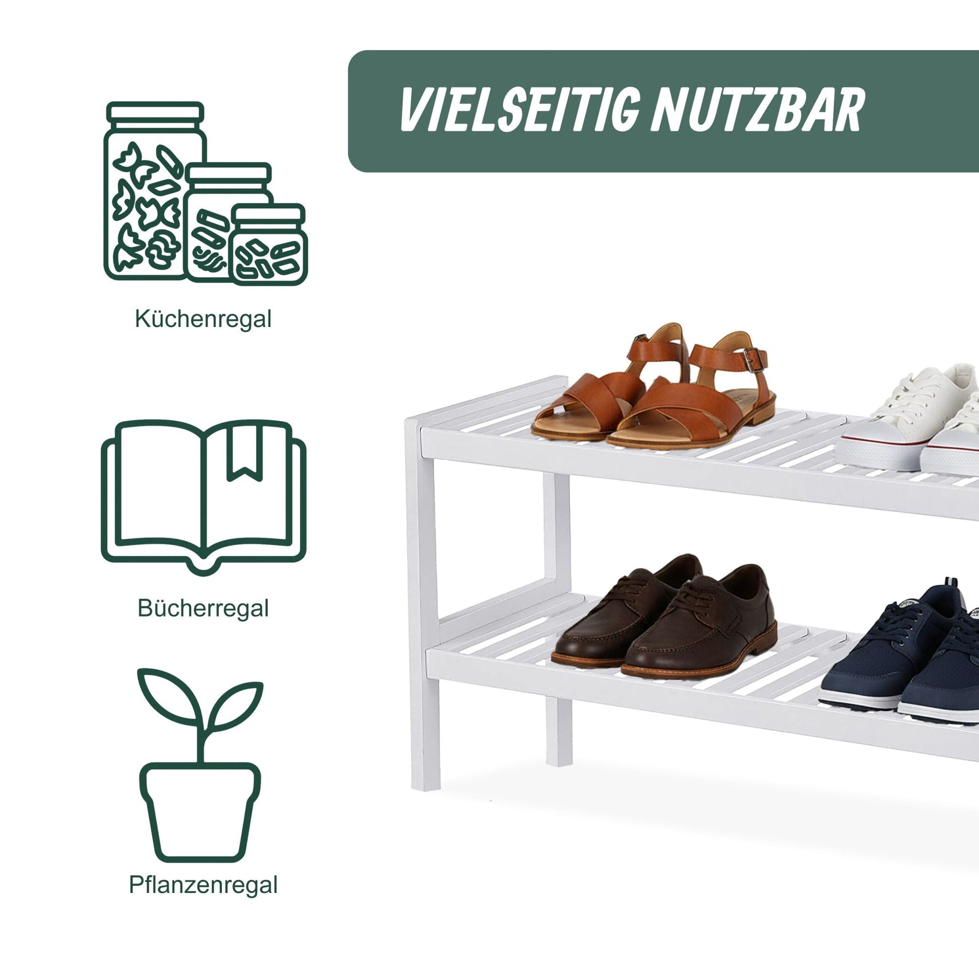 Schuhregal Bambus Weiss von Relaxdays