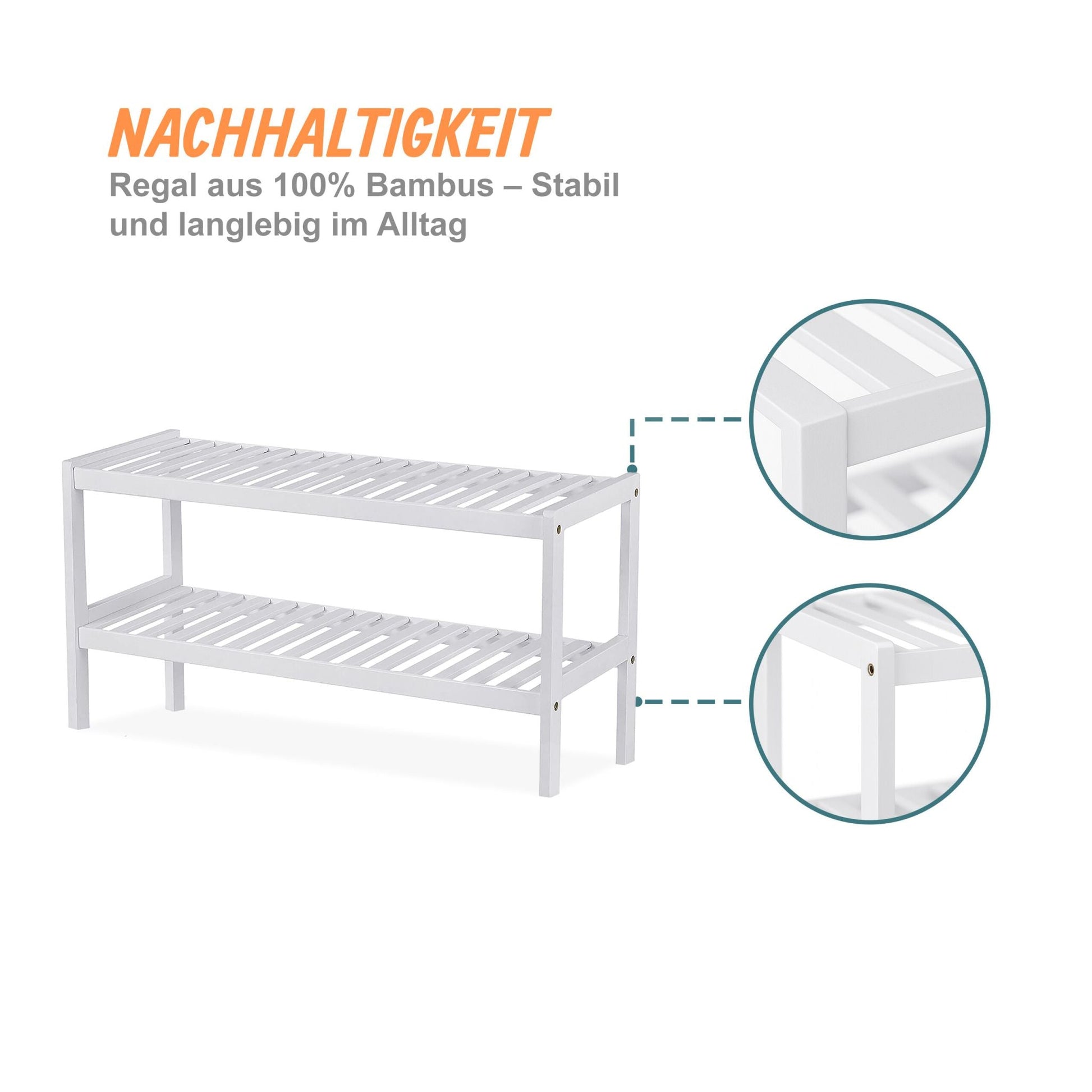 Schuhregal Bambus Weiss von Relaxdays