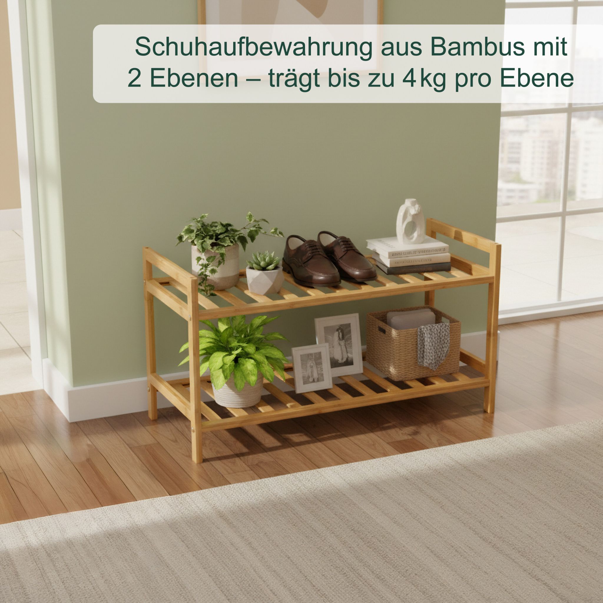 Stapelbares Schuhregal Bambus Hellbraun von Relaxdays