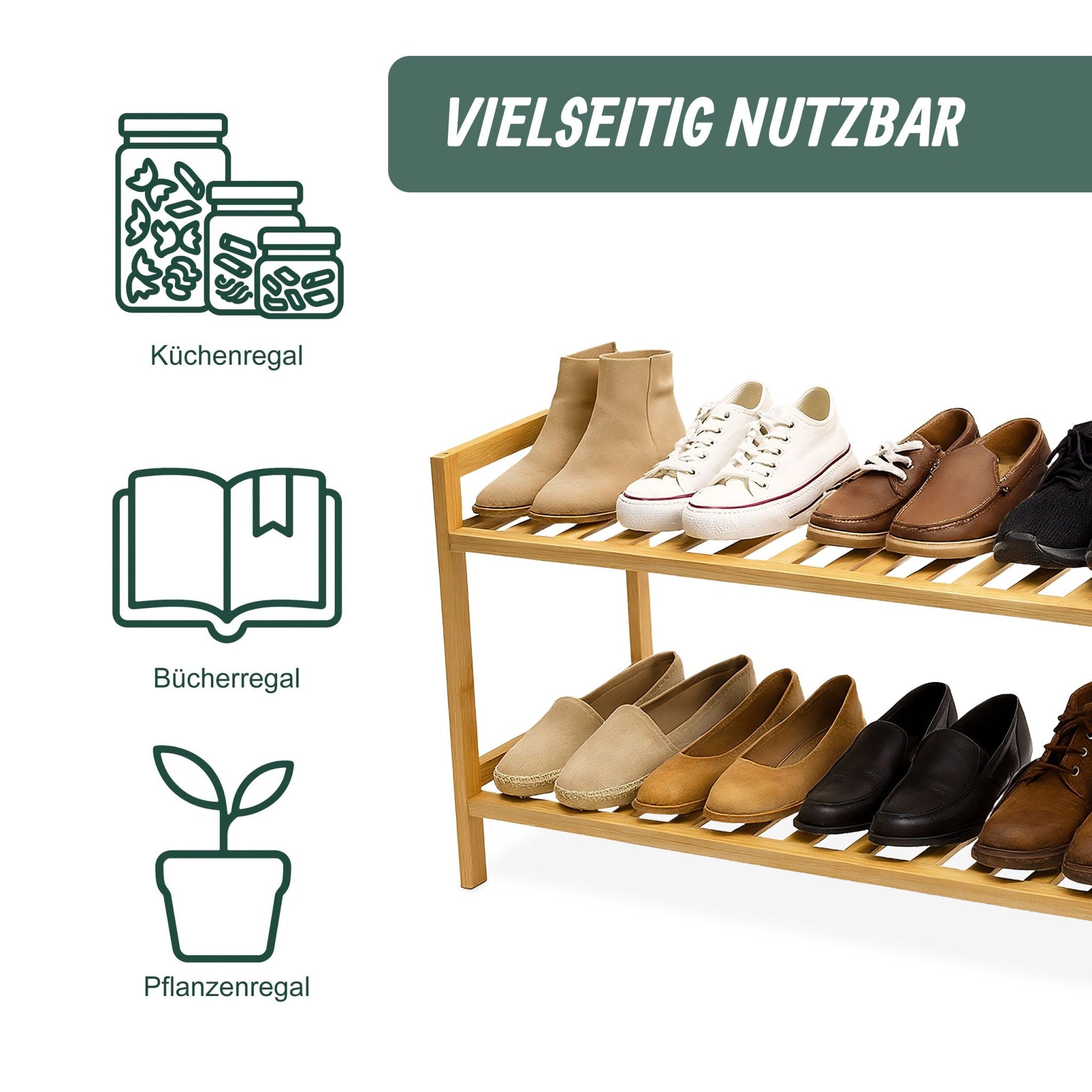 Stapelbares Schuhregal Bambus Hellbraun von Relaxdays