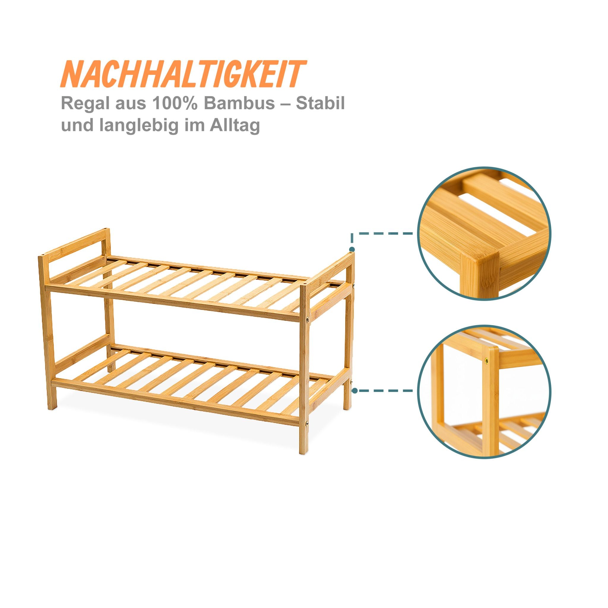 Stapelbares Schuhregal Bambus Hellbraun von Relaxdays