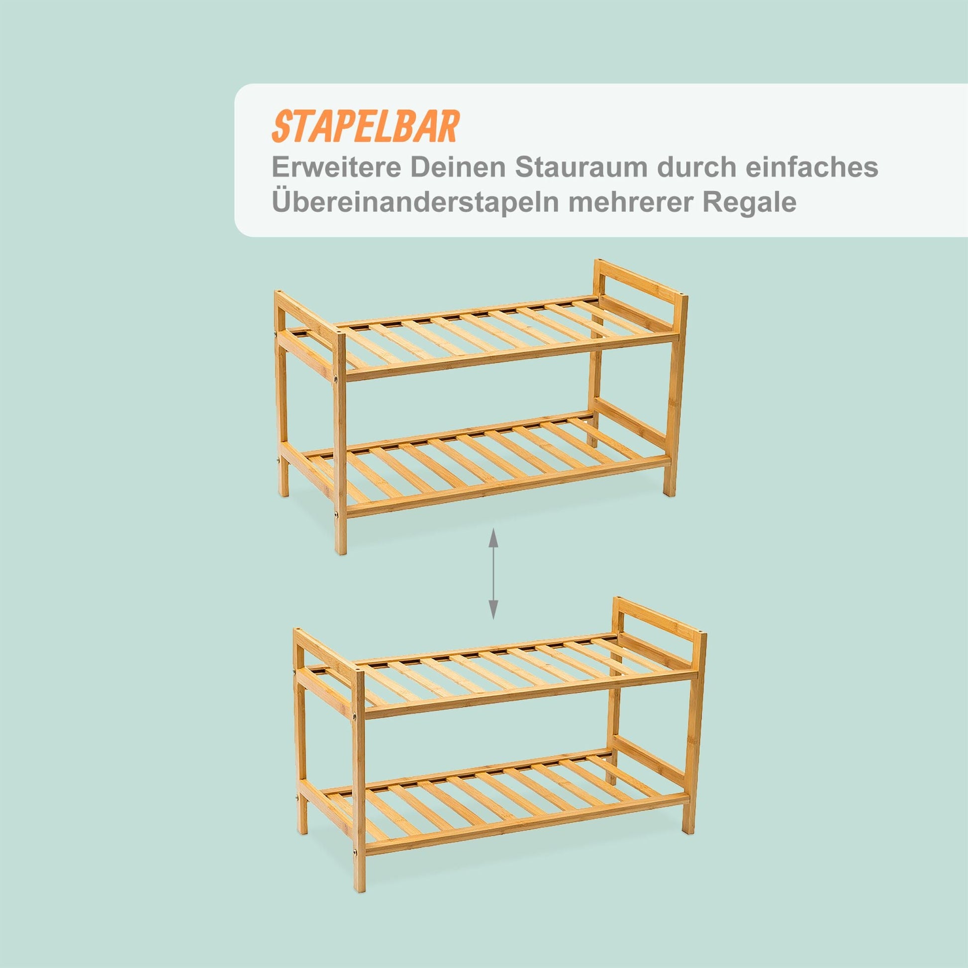 Stapelbares Schuhregal Bambus Hellbraun von Relaxdays