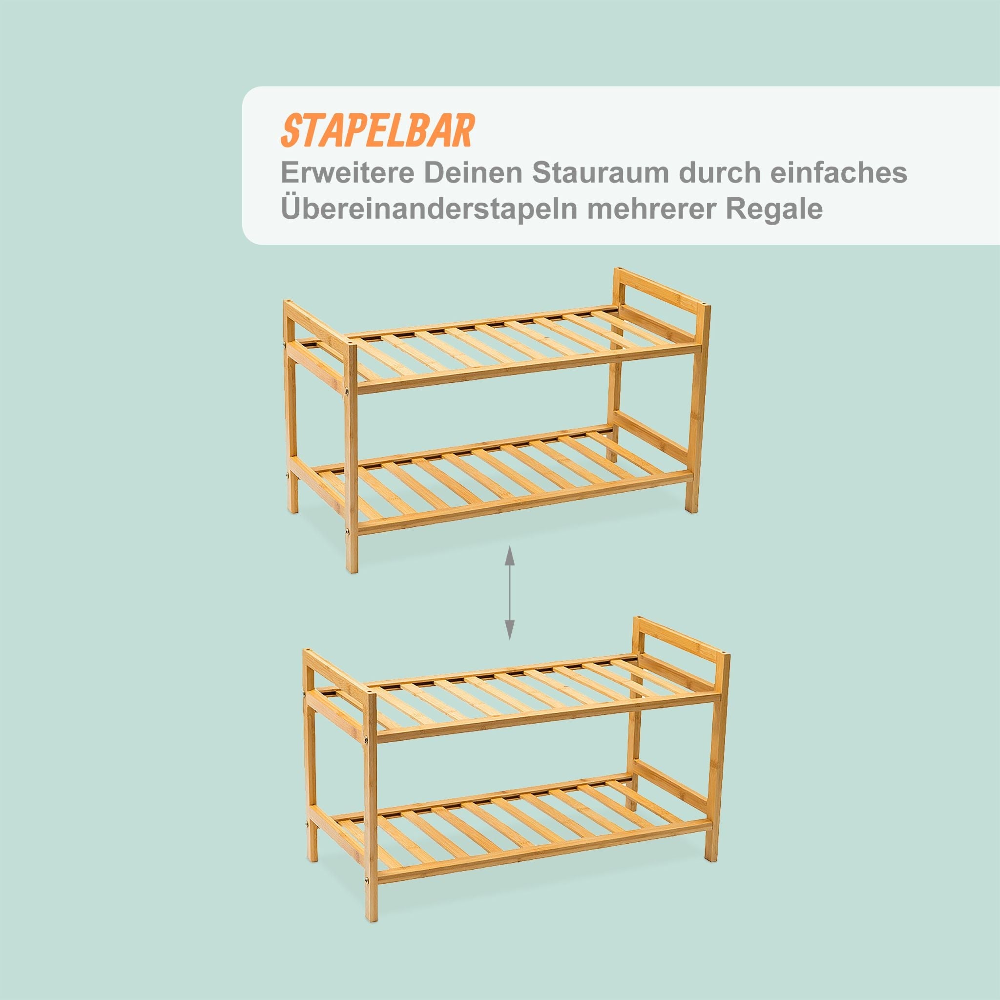 Stapelbares Schuhregal Bambus Hellbraun von Relaxdays