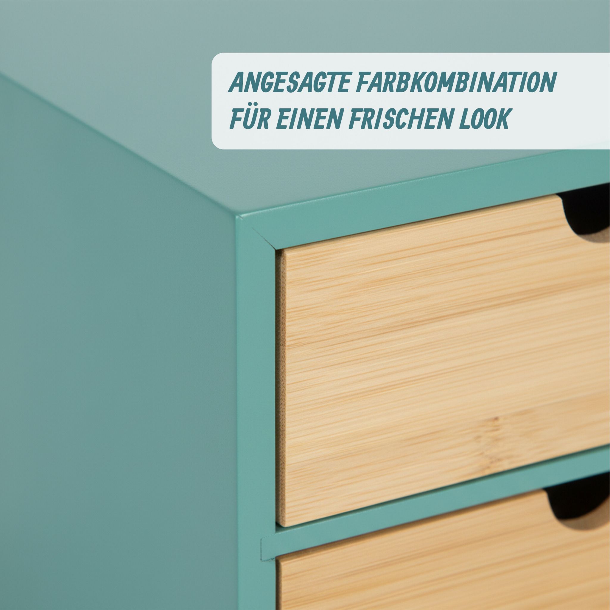 Schreibtisch Organizer 4 Schubladen Hellbraun-Türkis von Relaxdays