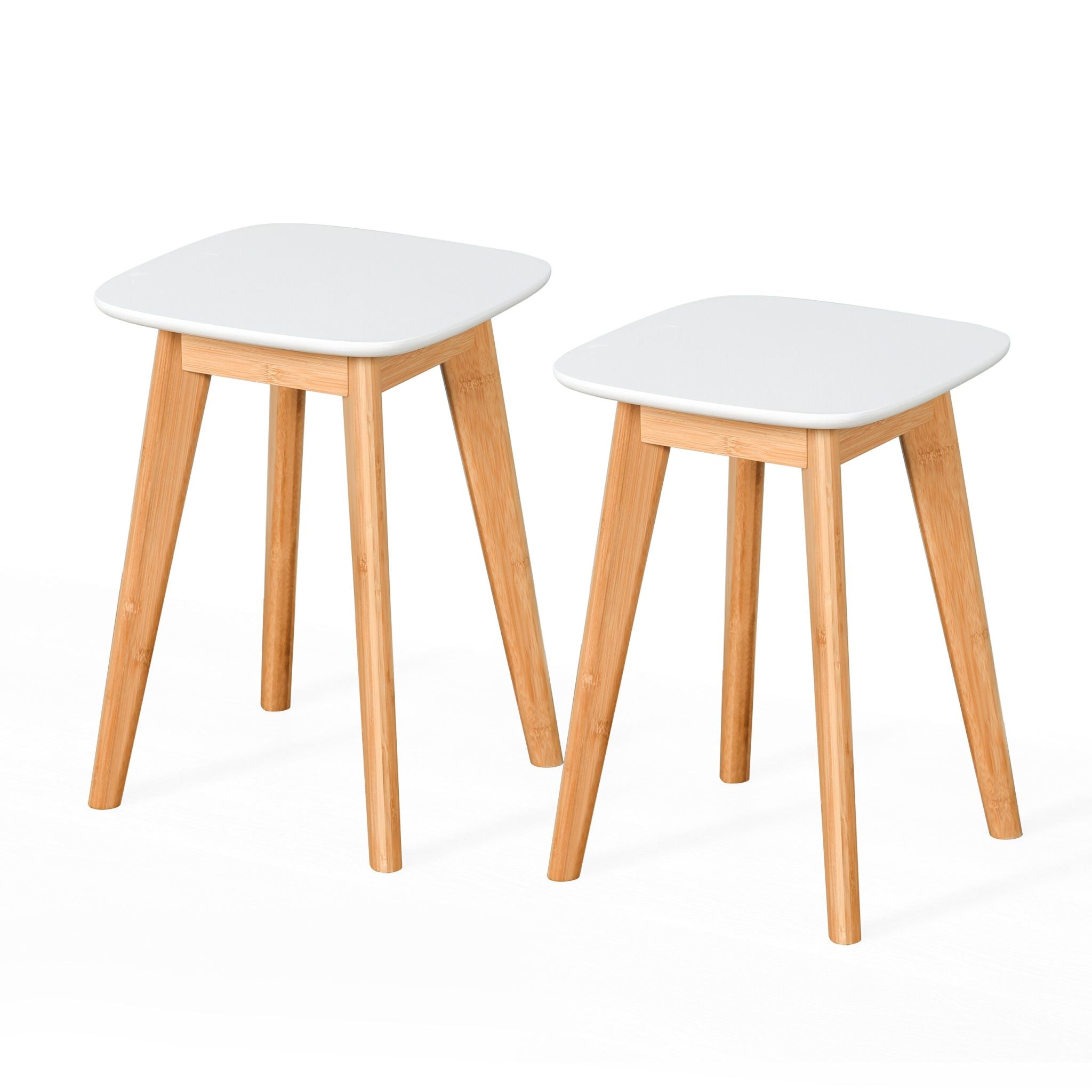 Esszimmerhocker 2er-Set Weiss-Hellbraun von Relaxdays