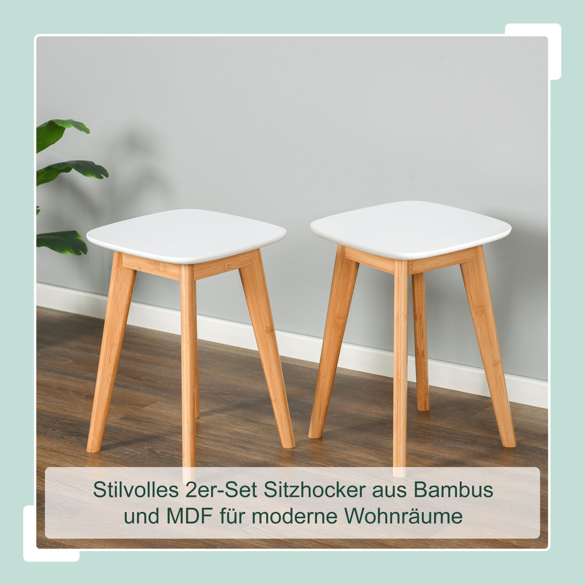 Esszimmerhocker 2er-Set Weiss-Hellbraun von Relaxdays