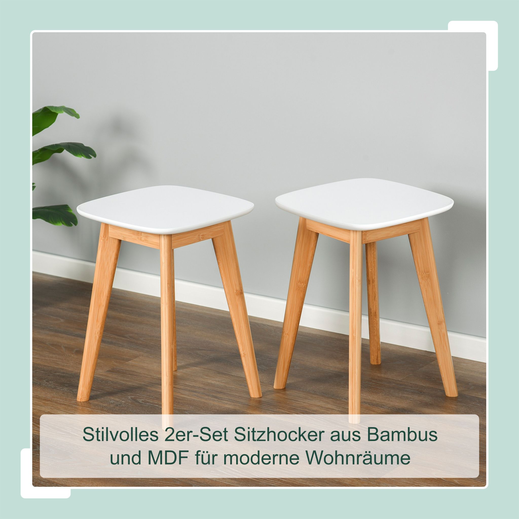 Esszimmerhocker 2er-Set Weiss-Hellbraun von Relaxdays