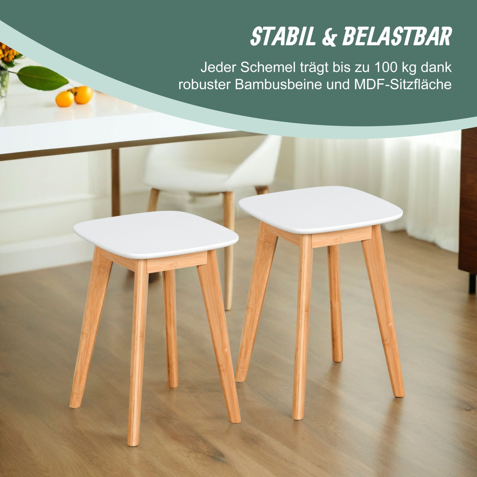Esszimmerhocker 2er-Set Weiss-Hellbraun von Relaxdays
