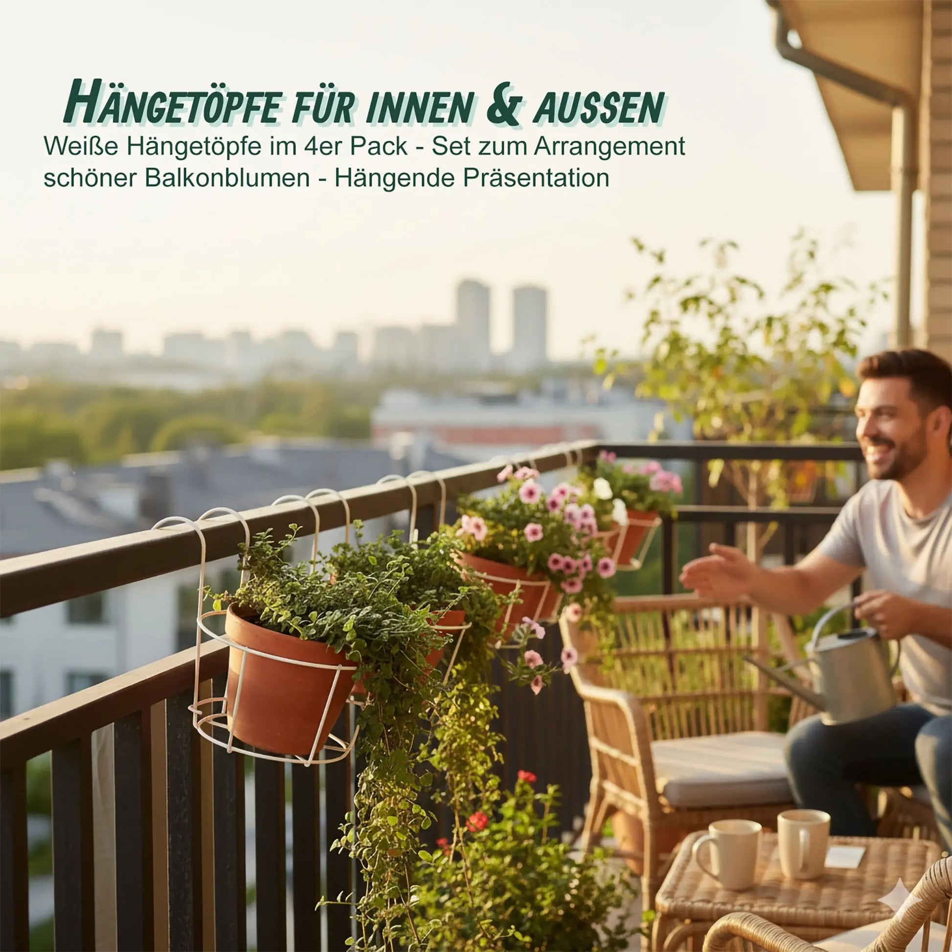 Hängeblumentöpfe 4er-Set Weiss von Relaxdays