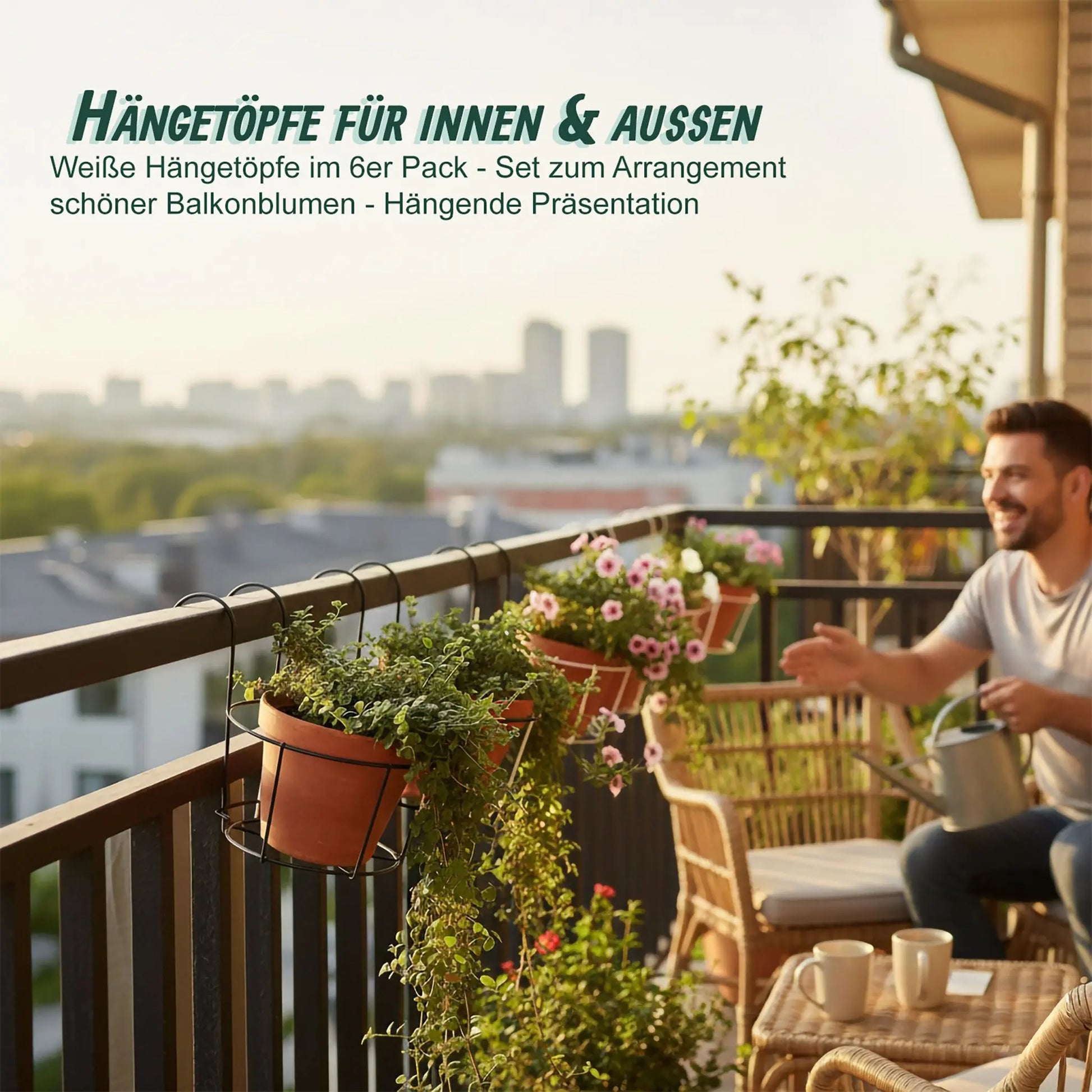 Hängeblumentöpfe 6er-Set Schwarz von Relaxdays