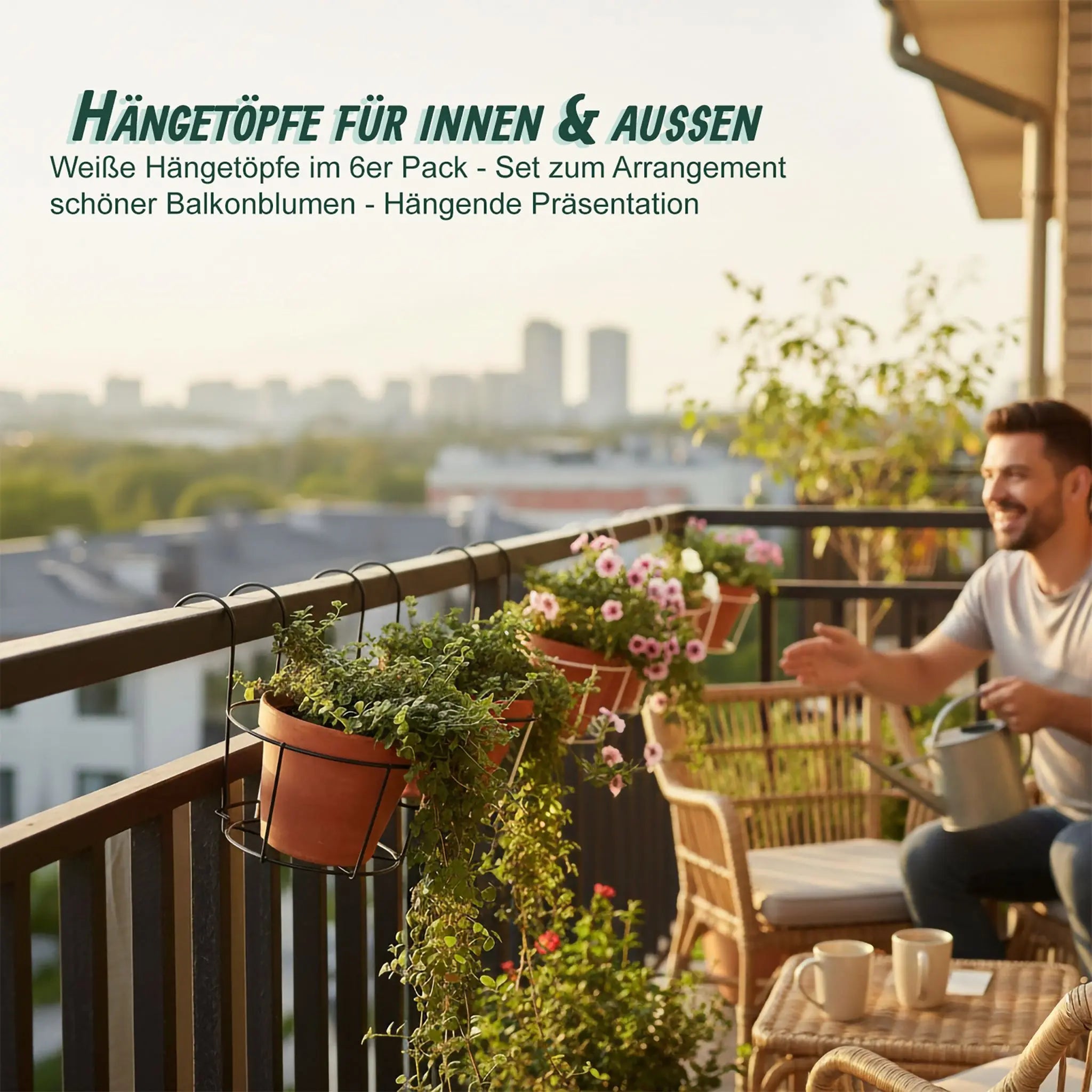Hängeblumentöpfe 6er-Set Schwarz von Relaxdays