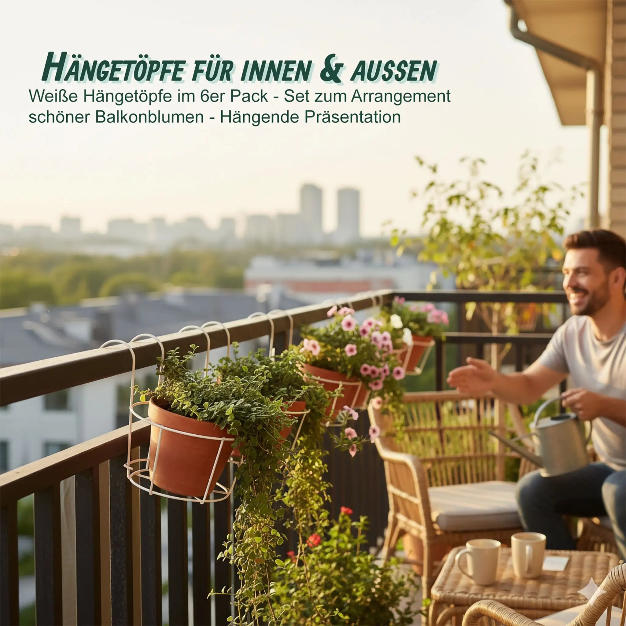 Hängeblumentöpfe 6er-Set Weiss von Relaxdays