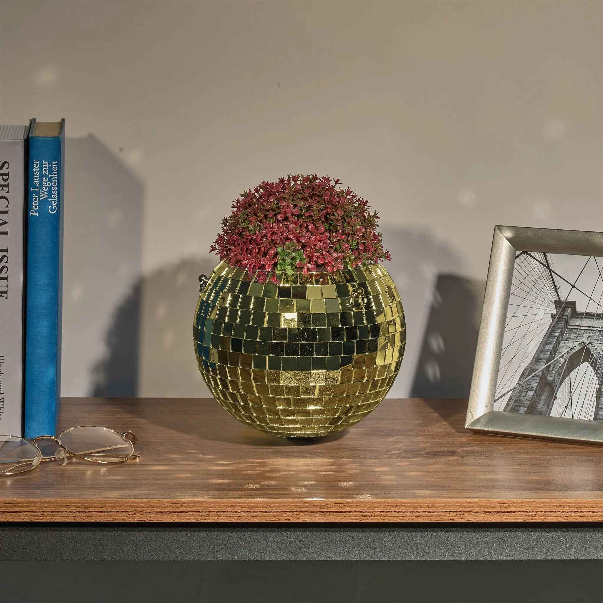Discokugel Pflanzentopf in Gold Gold-Silber von Relaxdays