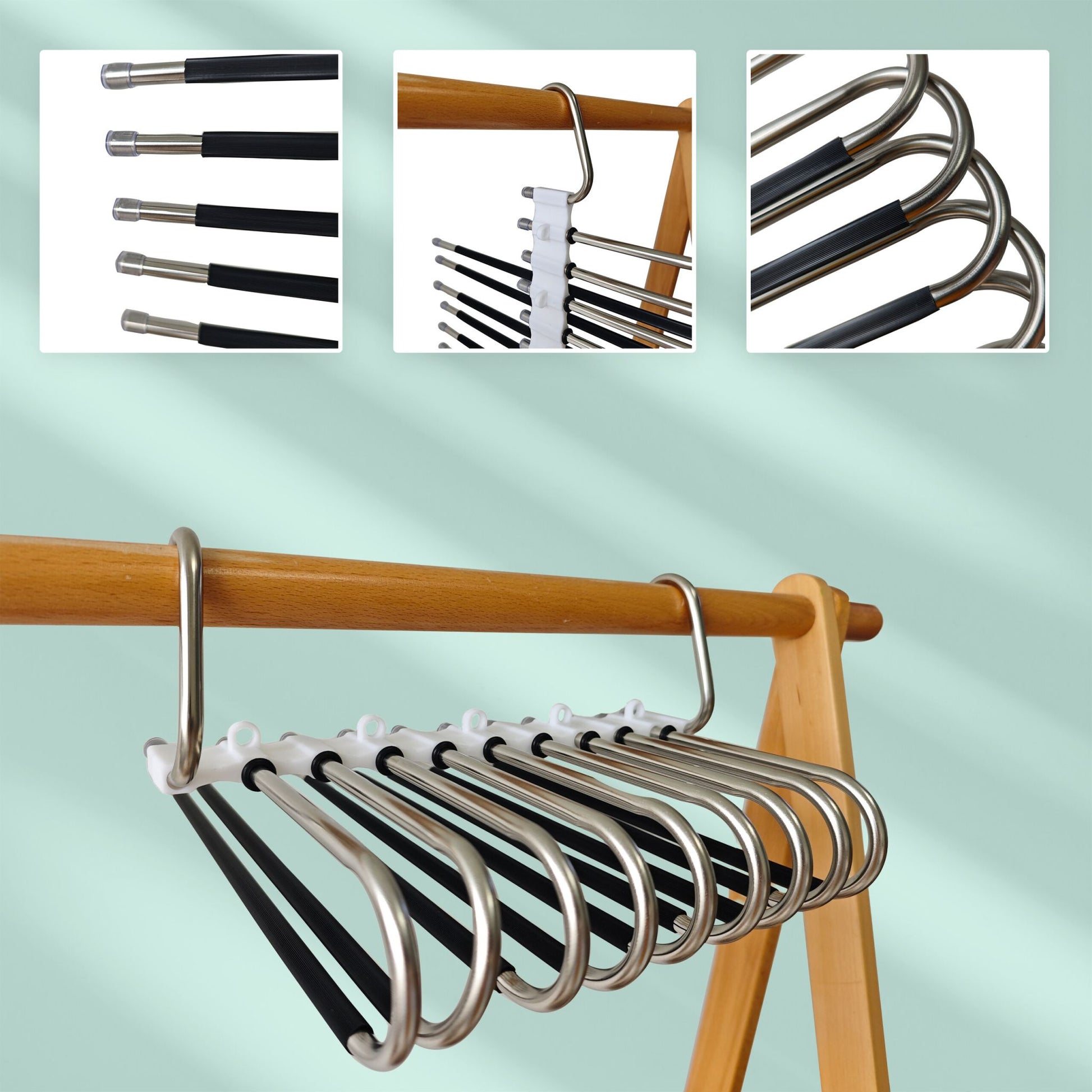 Mehrfach Hosenbügel 2er-Set Schwarz-Silber von Relaxdays
