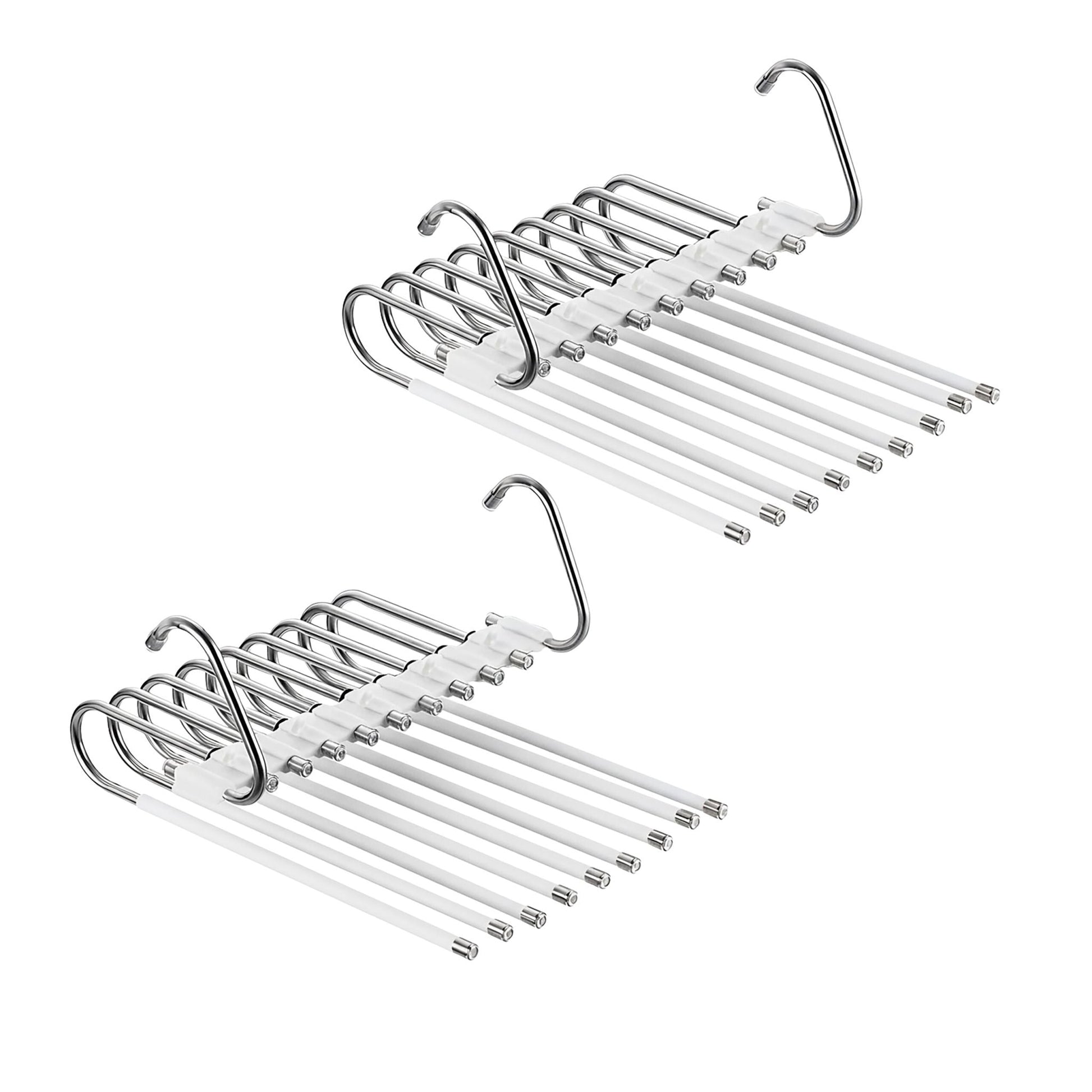 Mehrfach Hosenbügel 2er-Set Weiss-Silber von Relaxdays