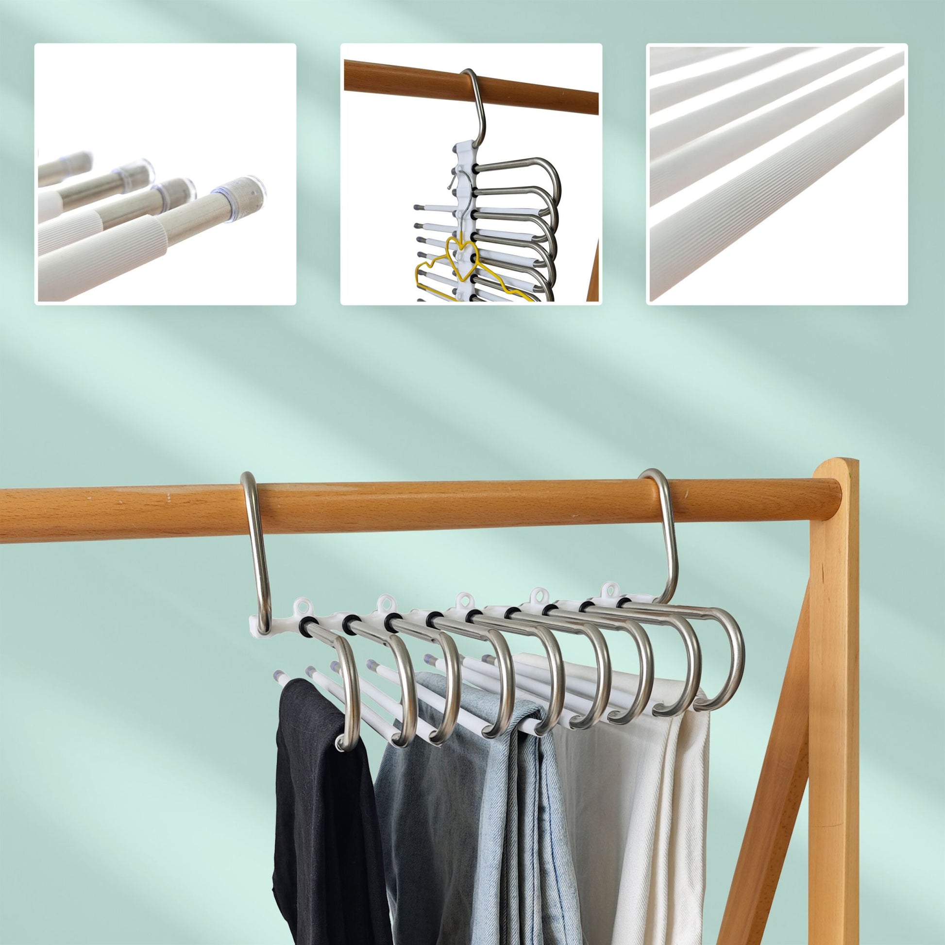 Mehrfach Hosenbügel 2er-Set Weiss-Silber von Relaxdays
