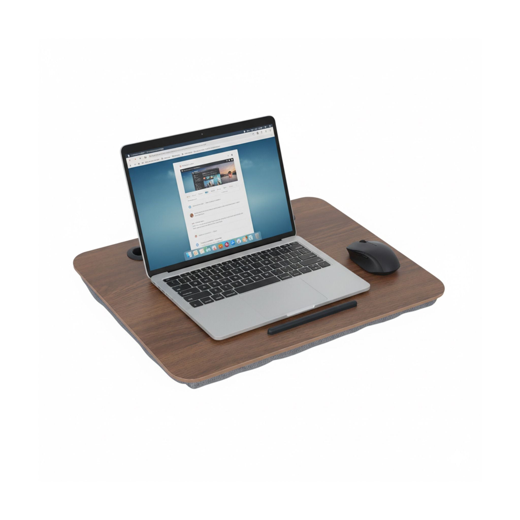 Laptopkissen mit Handyhalter Braun-Schwarz-Grau von Relaxdays