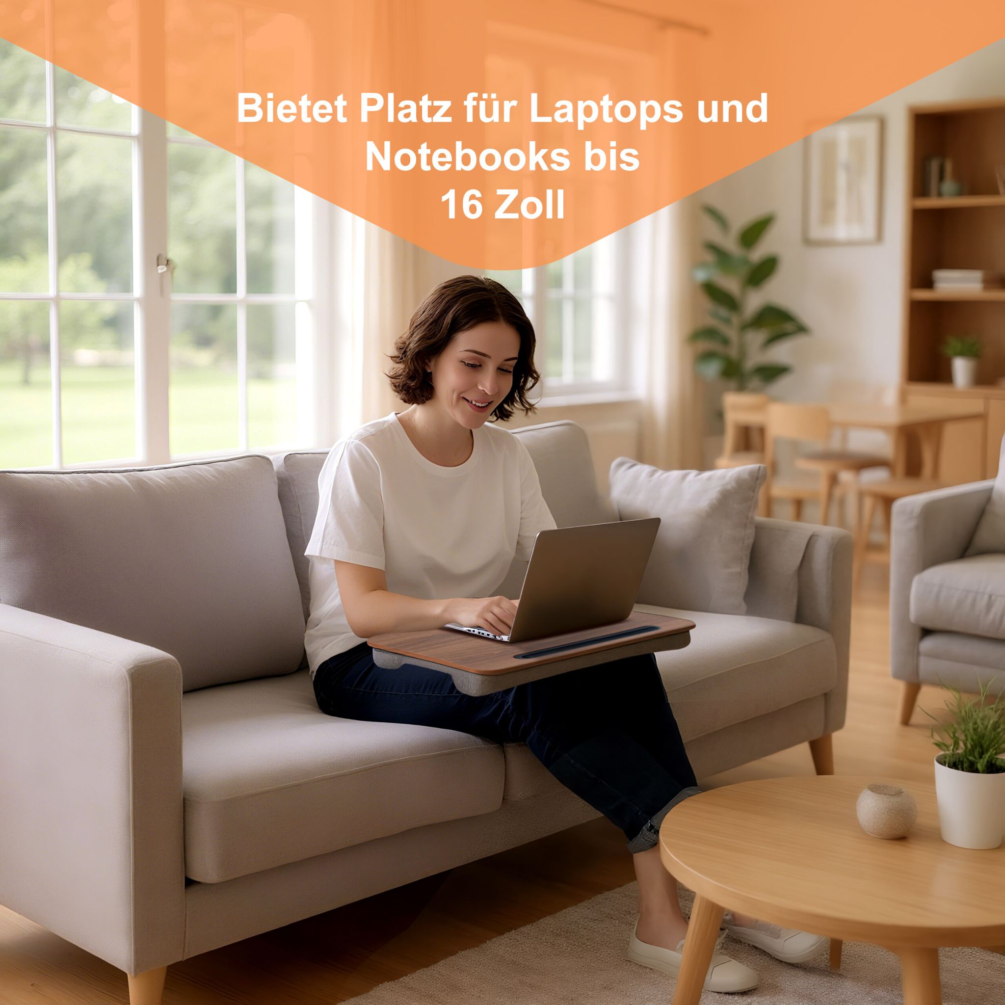 Laptopkissen mit Handyhalter Braun-Schwarz-Grau von Relaxdays