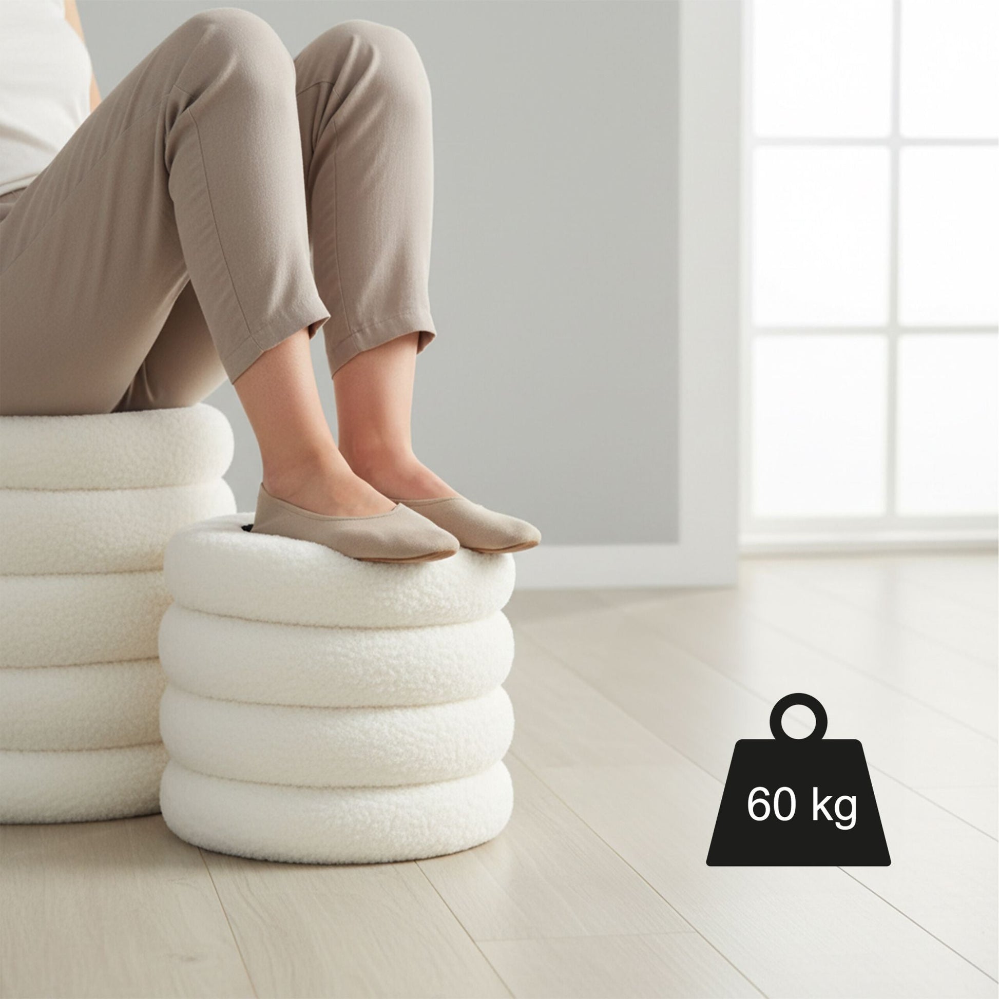 Hocker mit Stauraum Teddystoff Weiss von Relaxdays