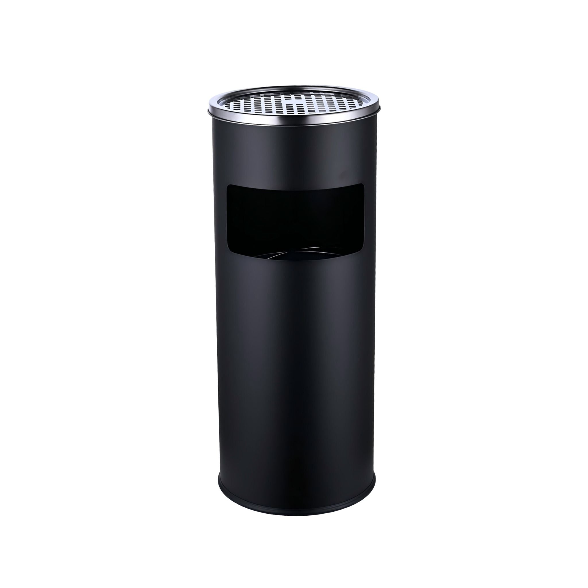 Standaschenbecher mit Inneneimer 17L Schwarz-Silber von Relaxdays