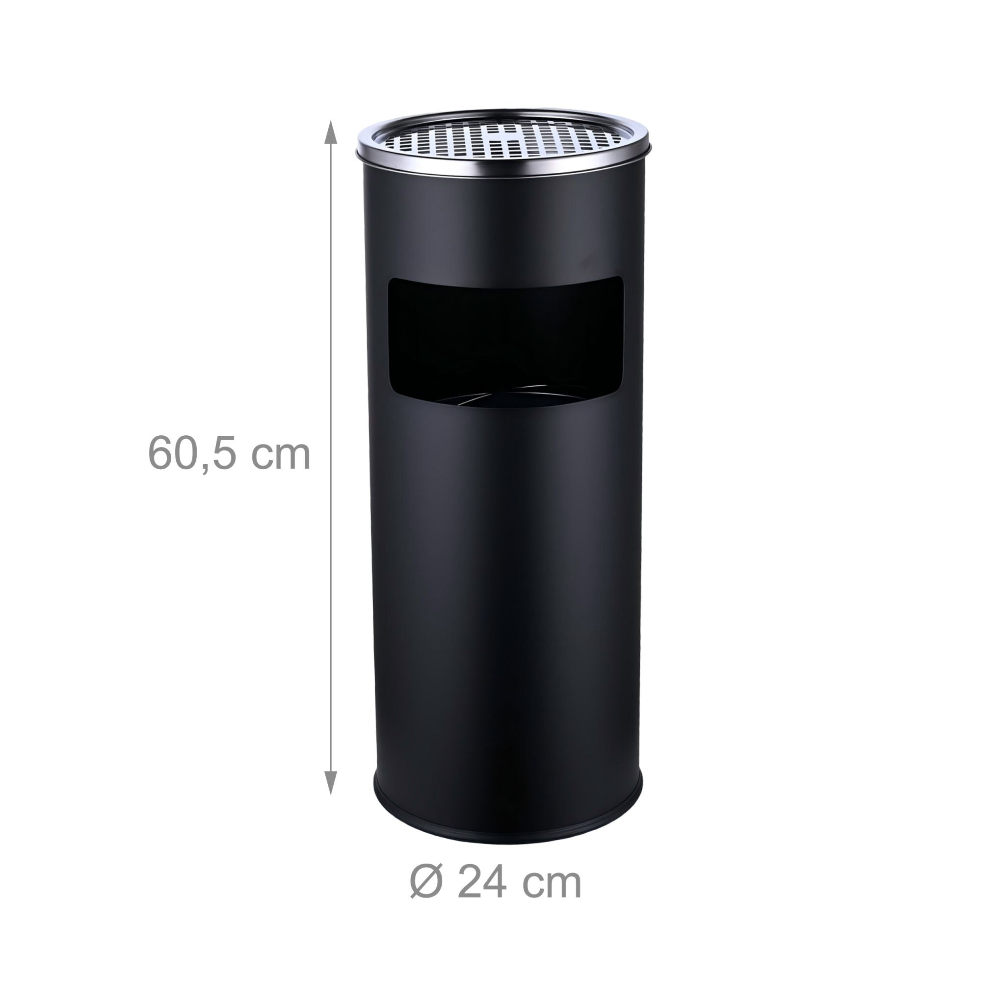 Standaschenbecher mit Inneneimer 17L Schwarz-Silber von Relaxdays