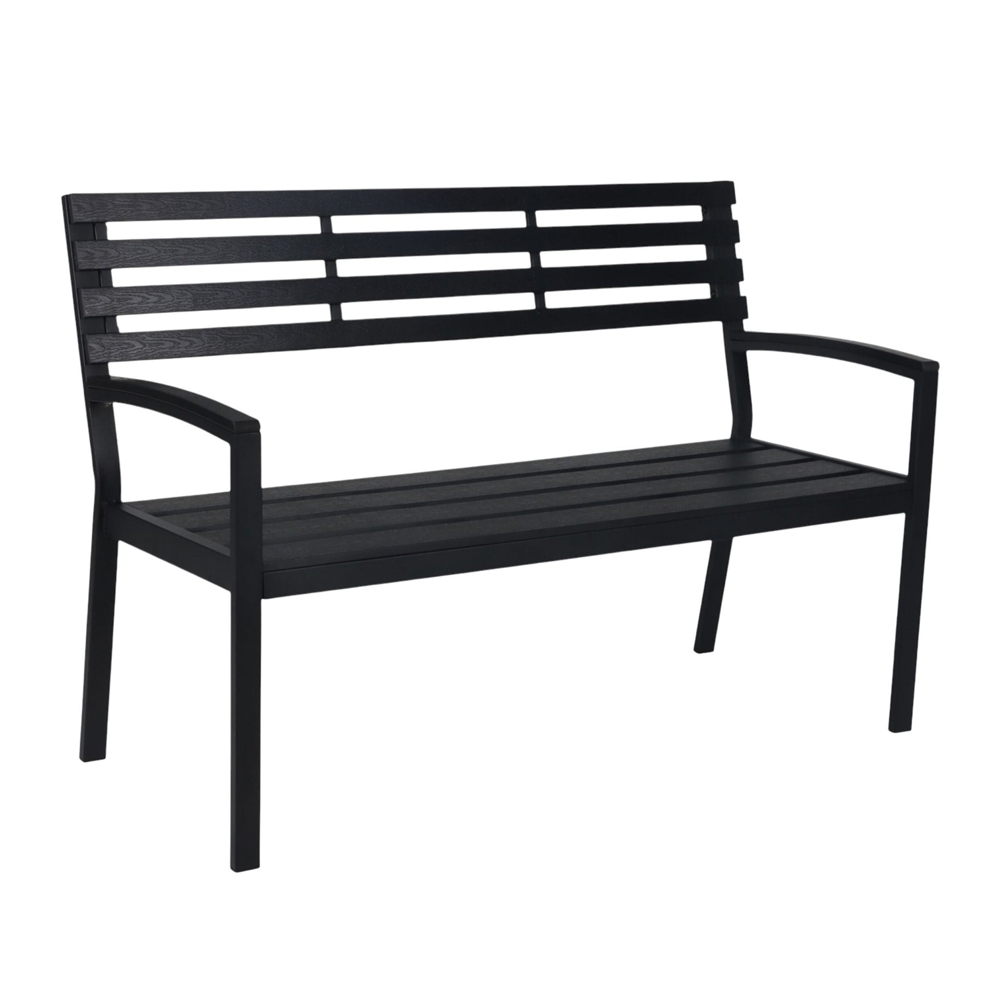 Gartenbank WPC & Metall Schwarz von Relaxdays