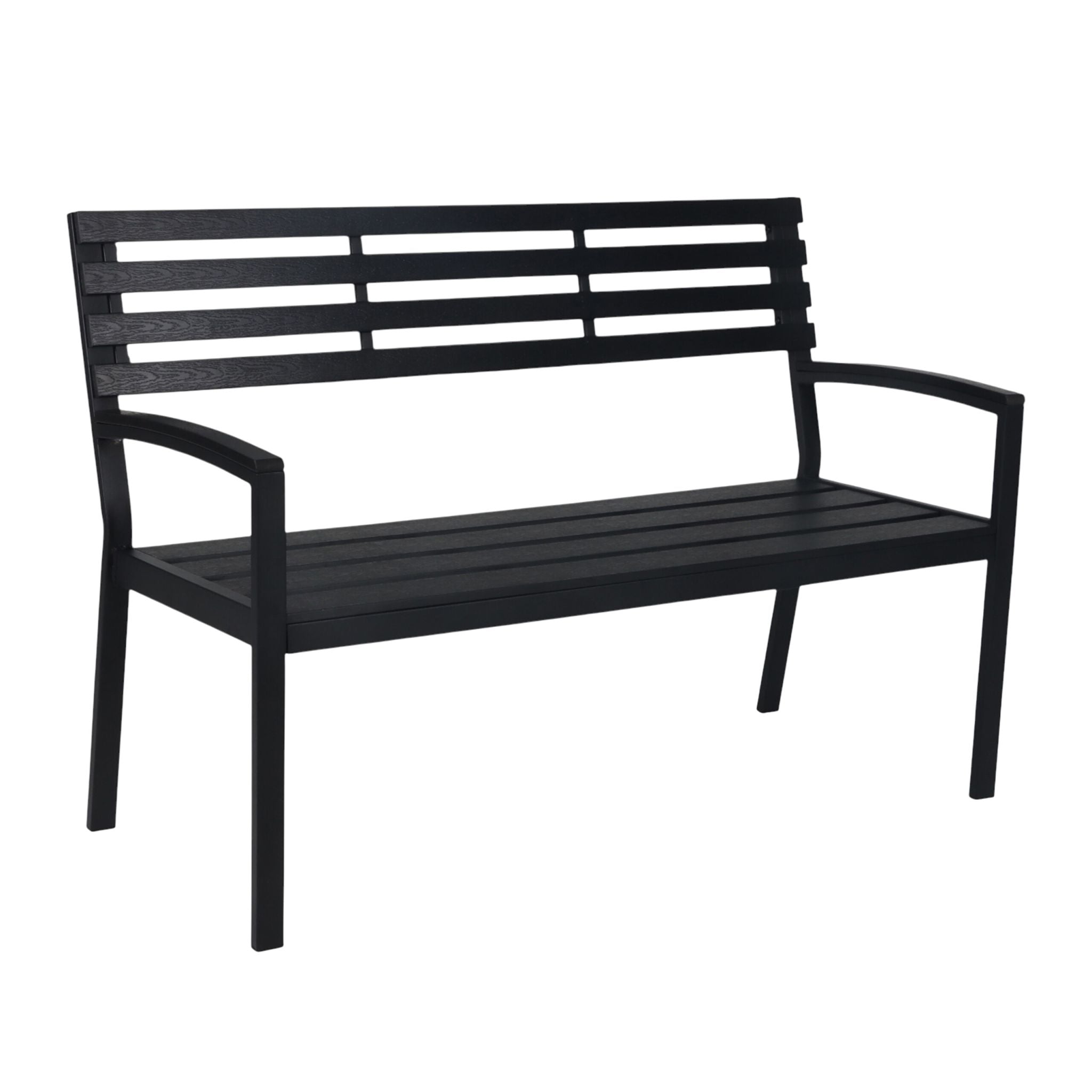Gartenbank WPC & Metall Schwarz von Relaxdays