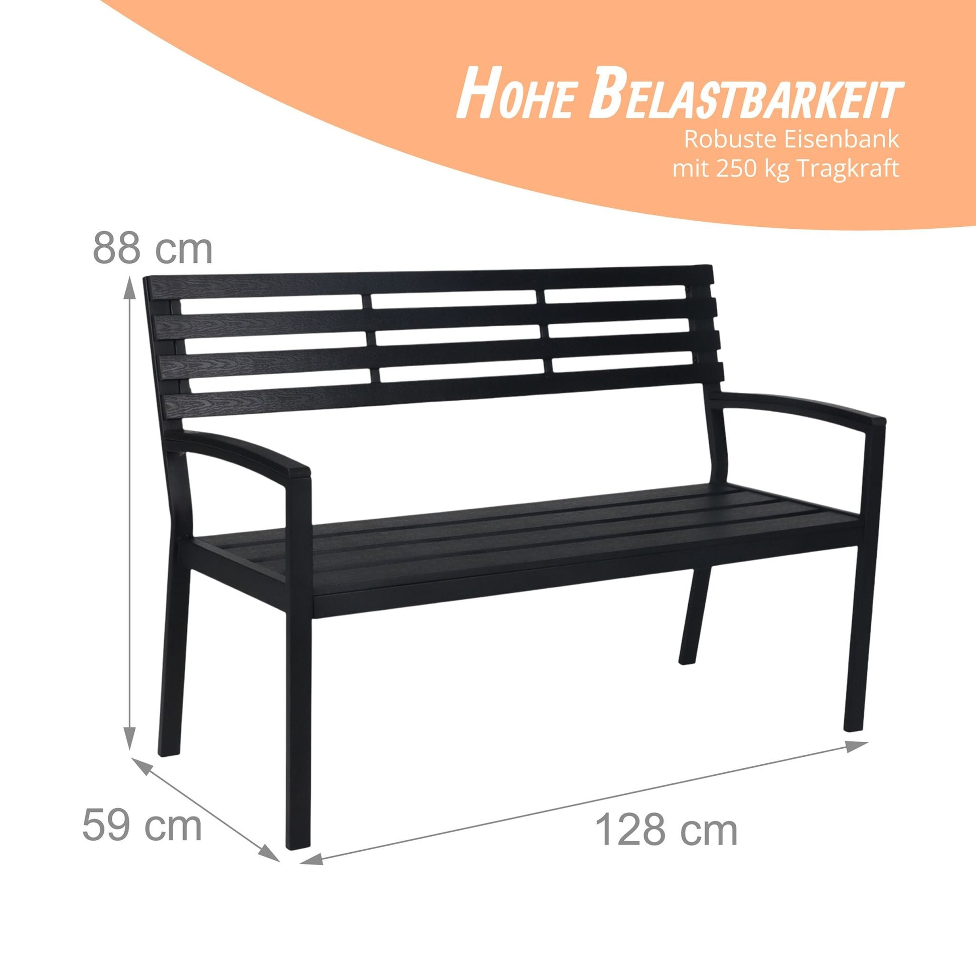 Gartenbank WPC & Metall Schwarz von Relaxdays