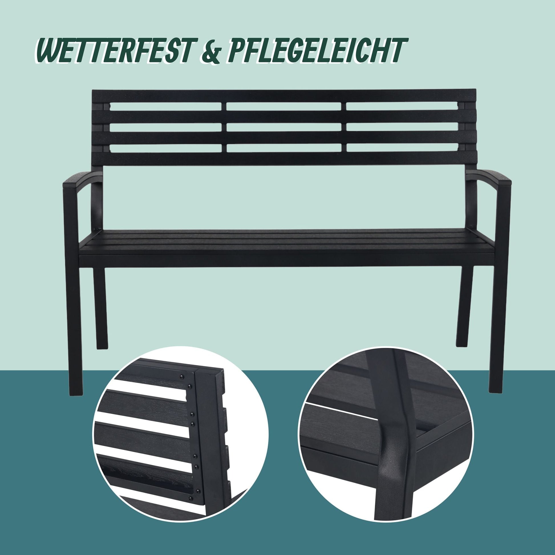 Gartenbank WPC & Metall Schwarz von Relaxdays