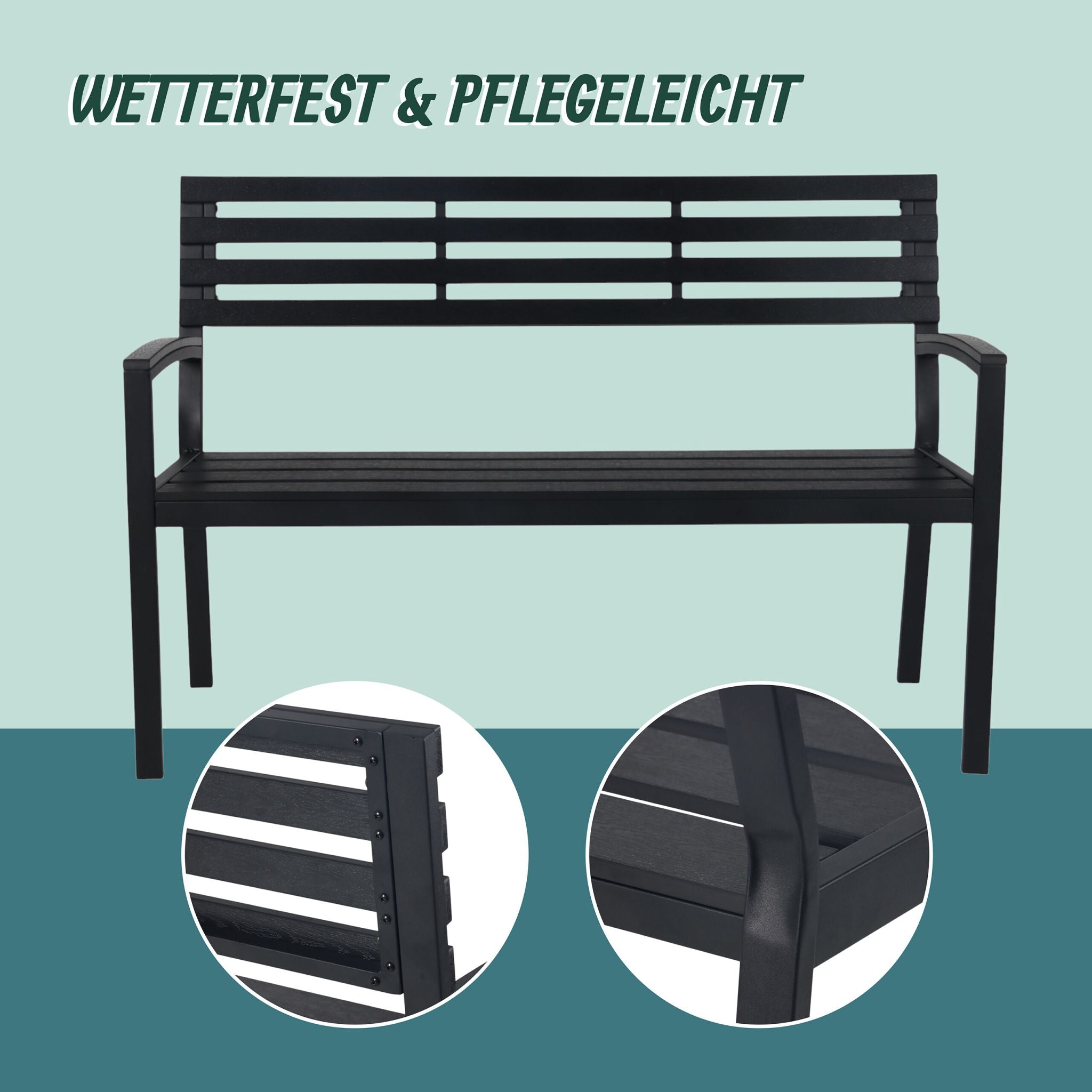 Gartenbank WPC & Metall Schwarz von Relaxdays