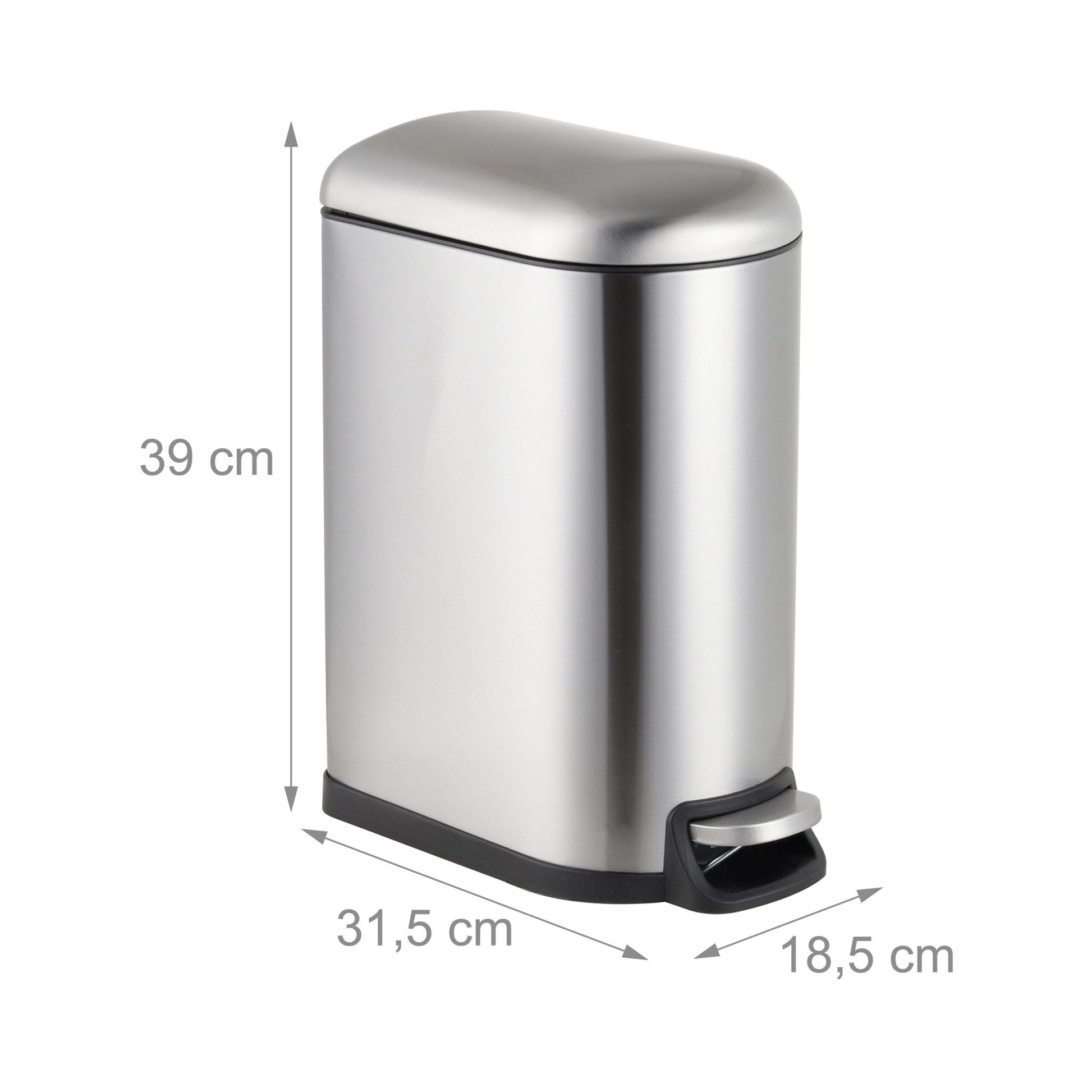 Mülleimer 10 Liter Silber von Relaxdays