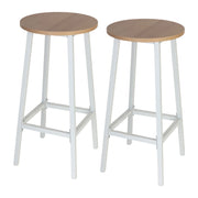 Barhocker 2er-Set Weiss-Hellbraun von Relaxdays