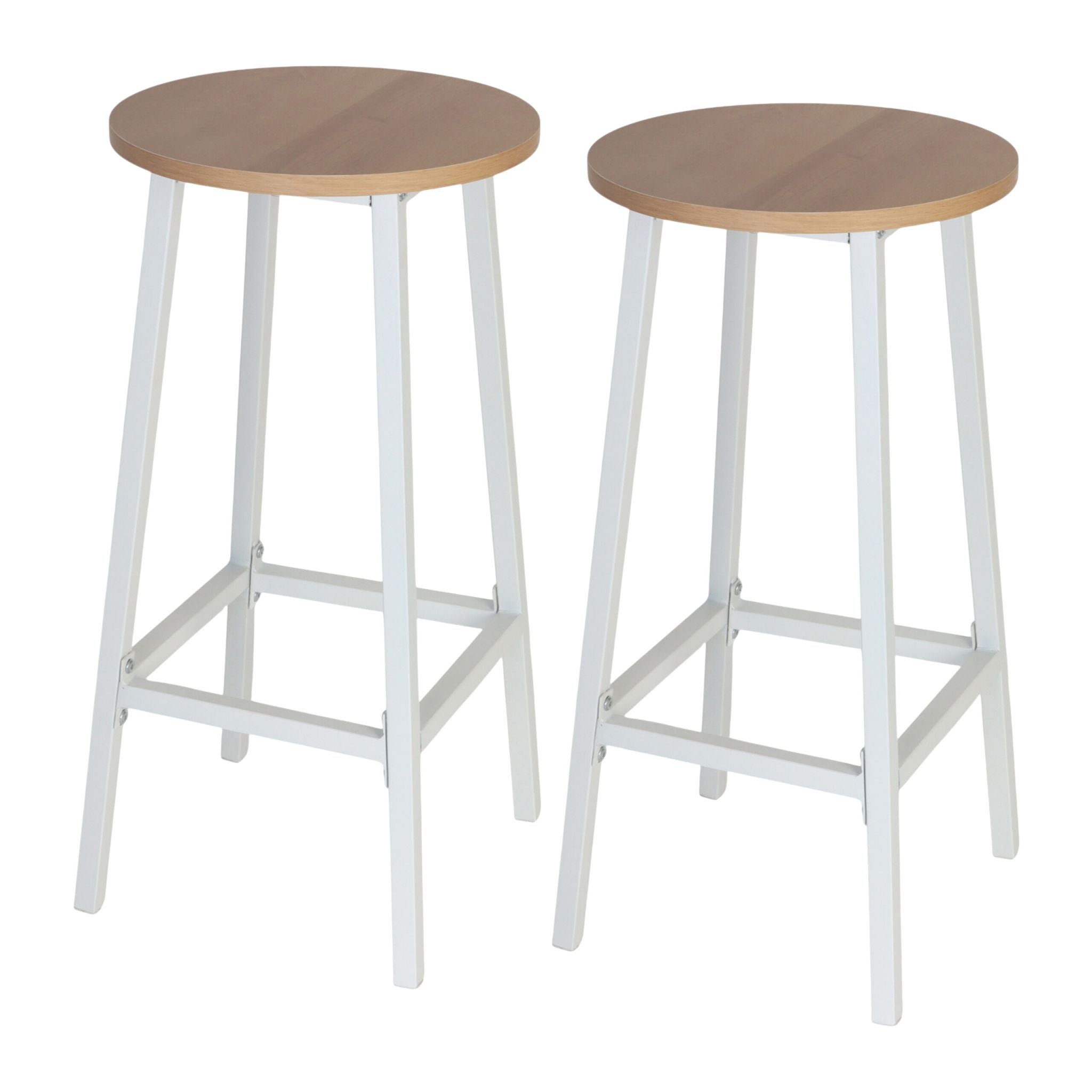 Barhocker 2er-Set Weiss-Hellbraun von Relaxdays