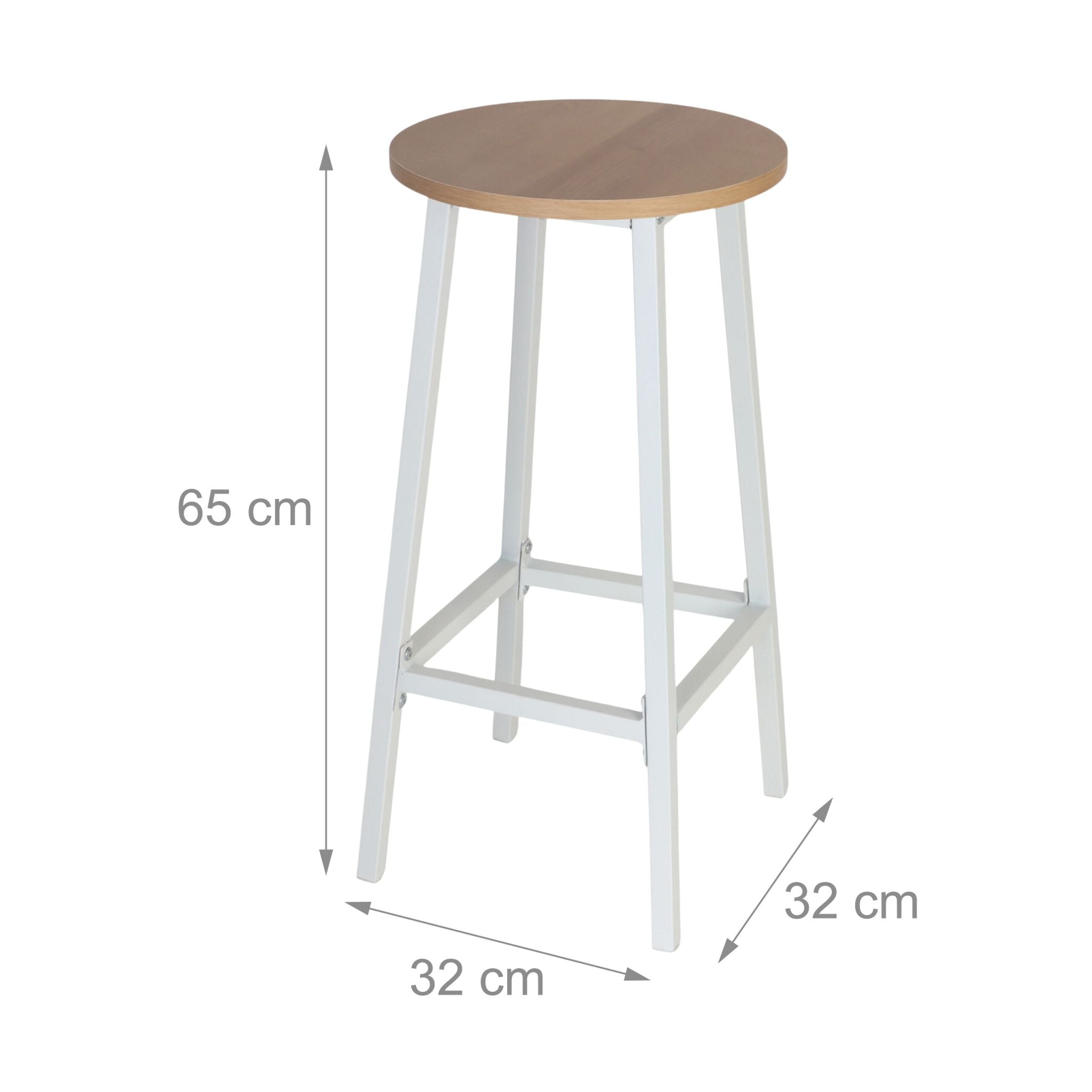 Barhocker 2er-Set Weiss-Hellbraun von Relaxdays