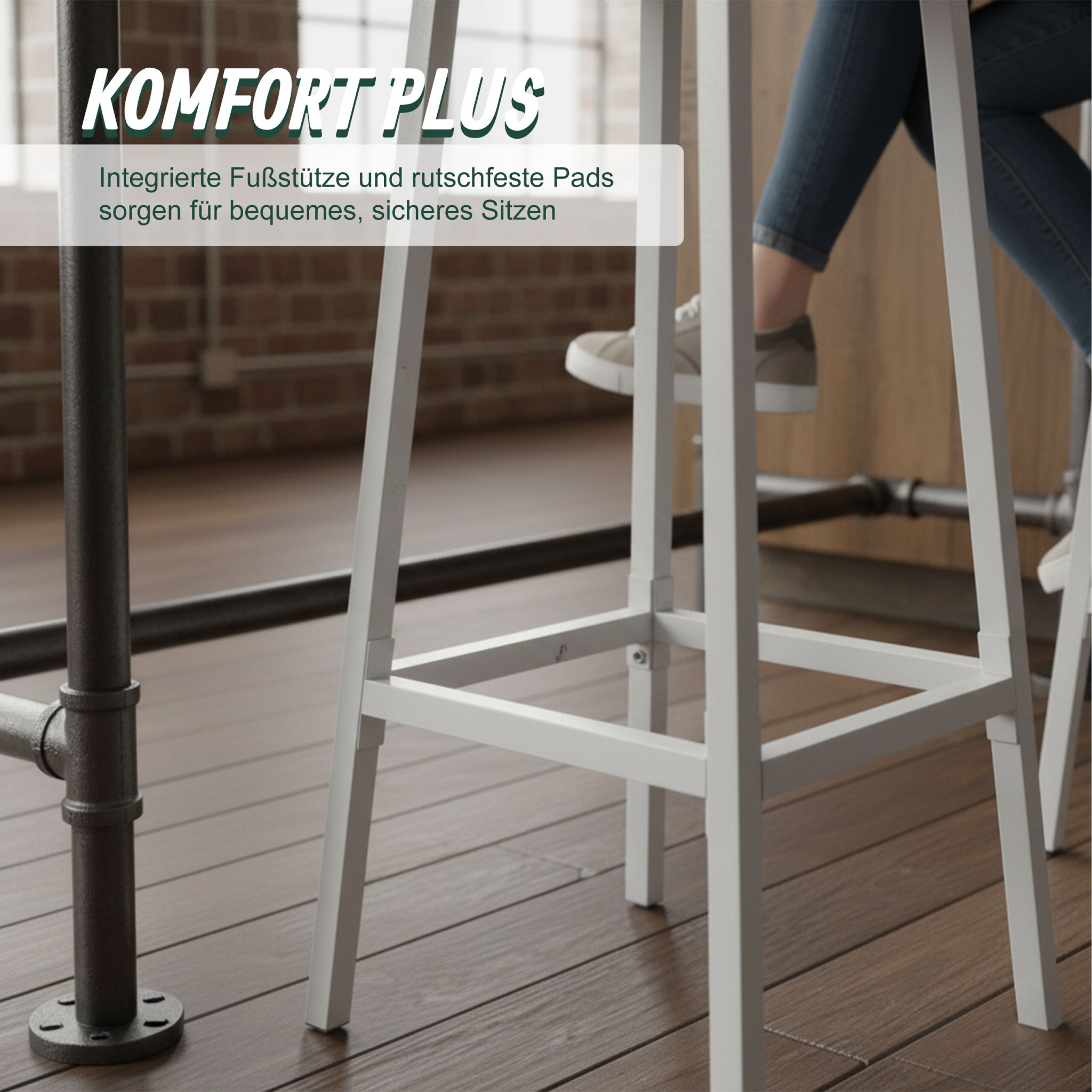 Barhocker 2er-Set Weiss-Hellbraun von Relaxdays