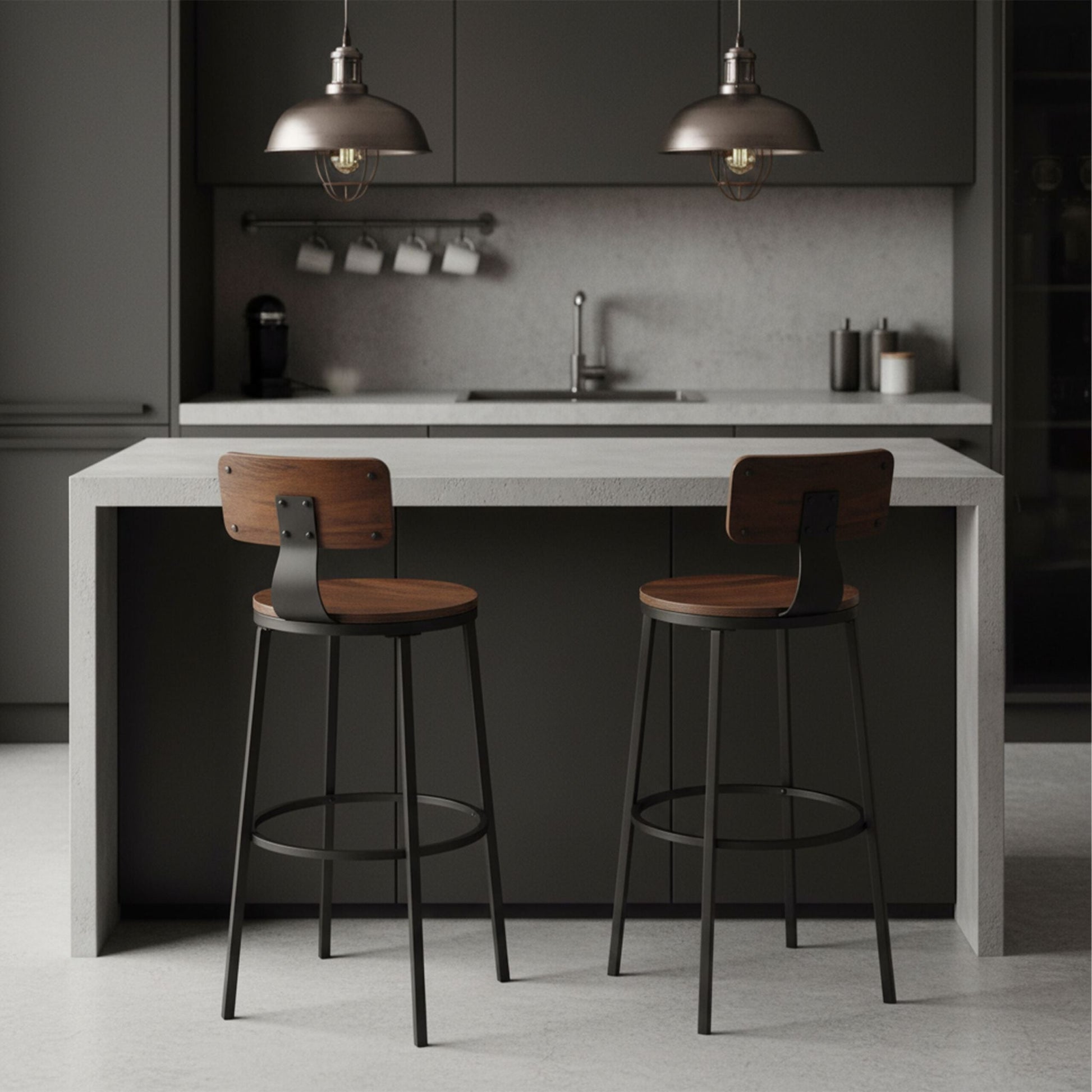 Barhocker 2er-Set Braun-Schwarz von Relaxdays