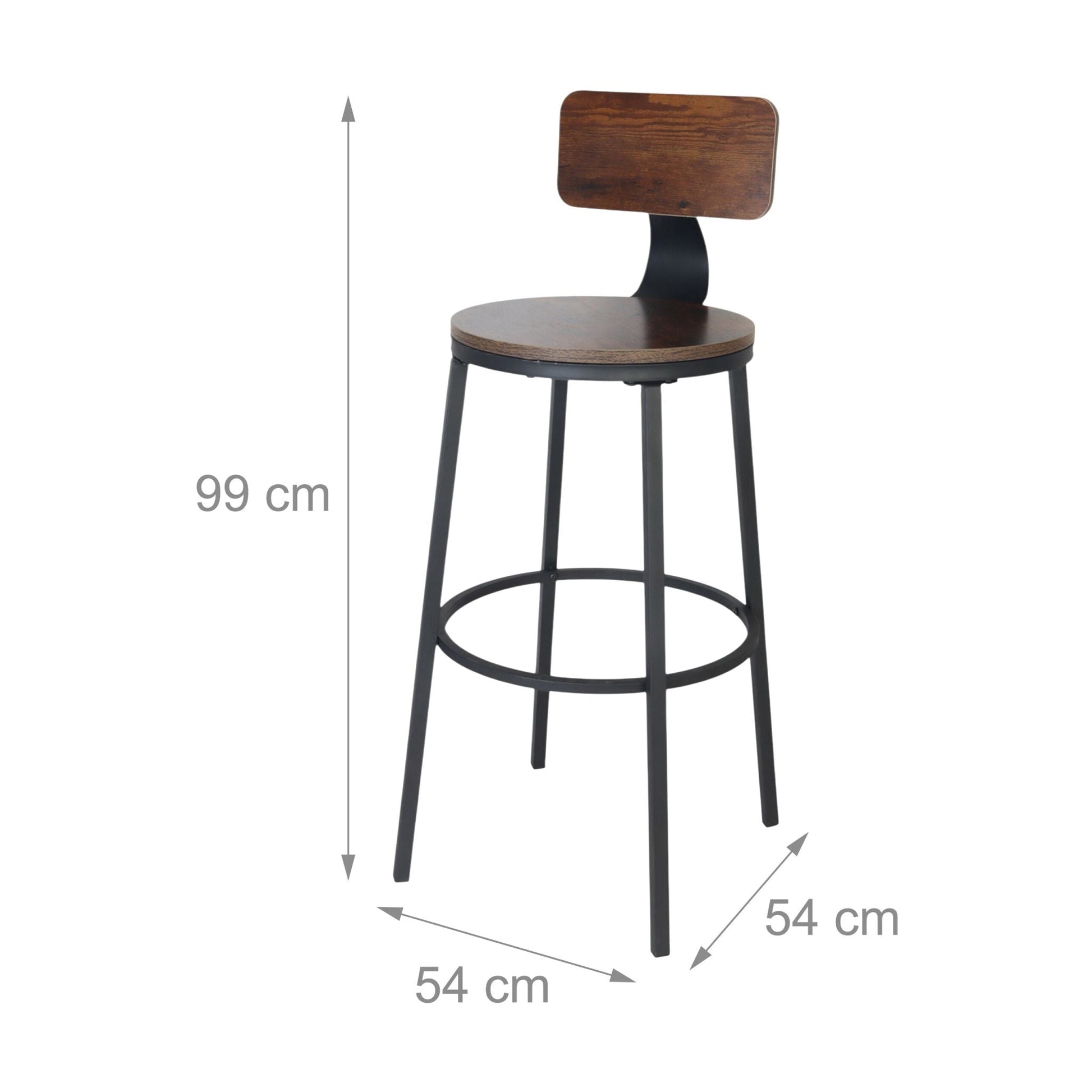 Barhocker 2er-Set Braun-Schwarz von Relaxdays