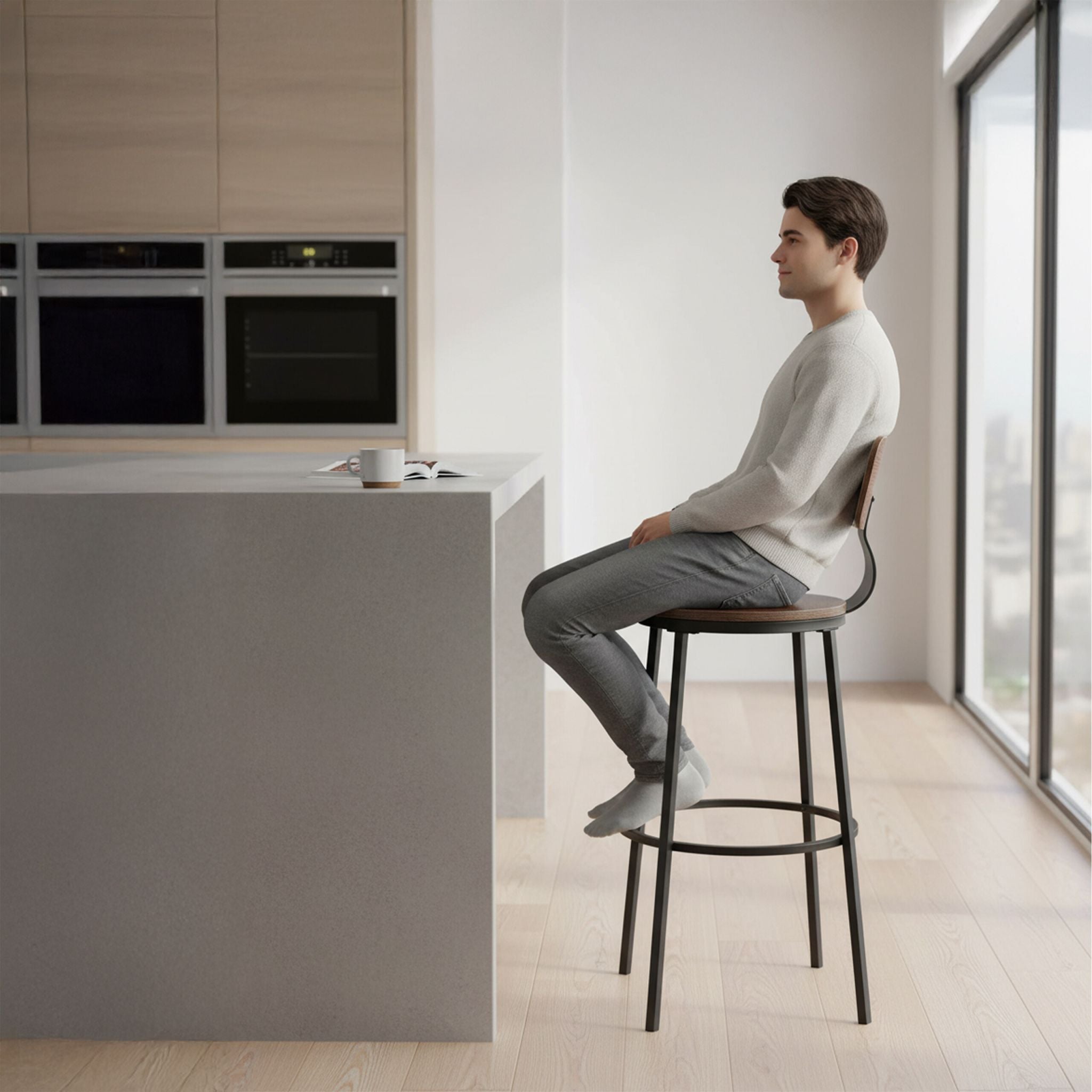 Barhocker 2er-Set Braun-Schwarz von Relaxdays
