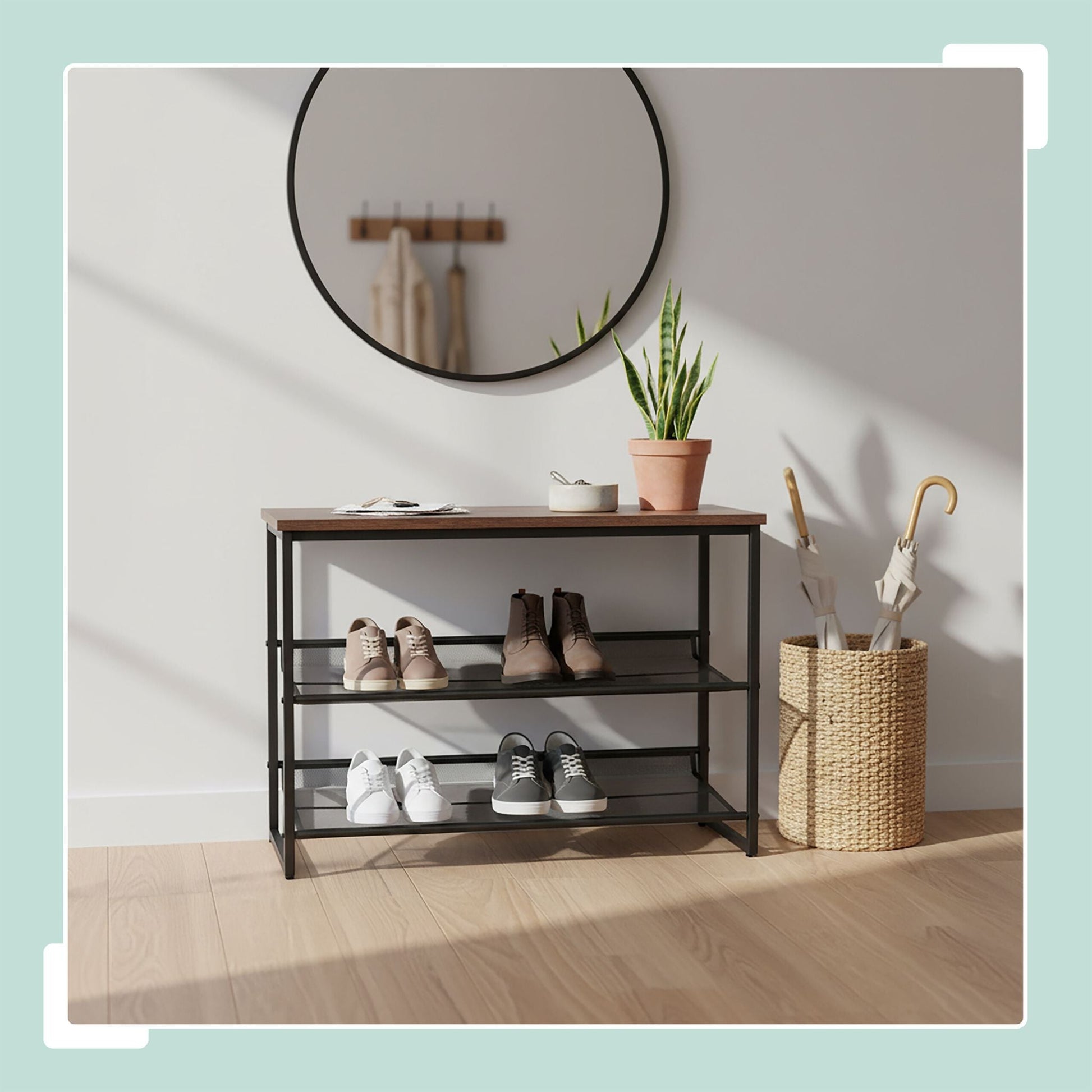Schuhregal mit Ablage Braun-Schwarz von Relaxdays