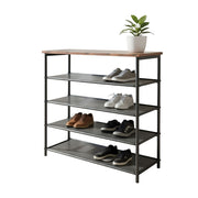 Schuhregal mit Ablage Braun-Schwarz von Relaxdays