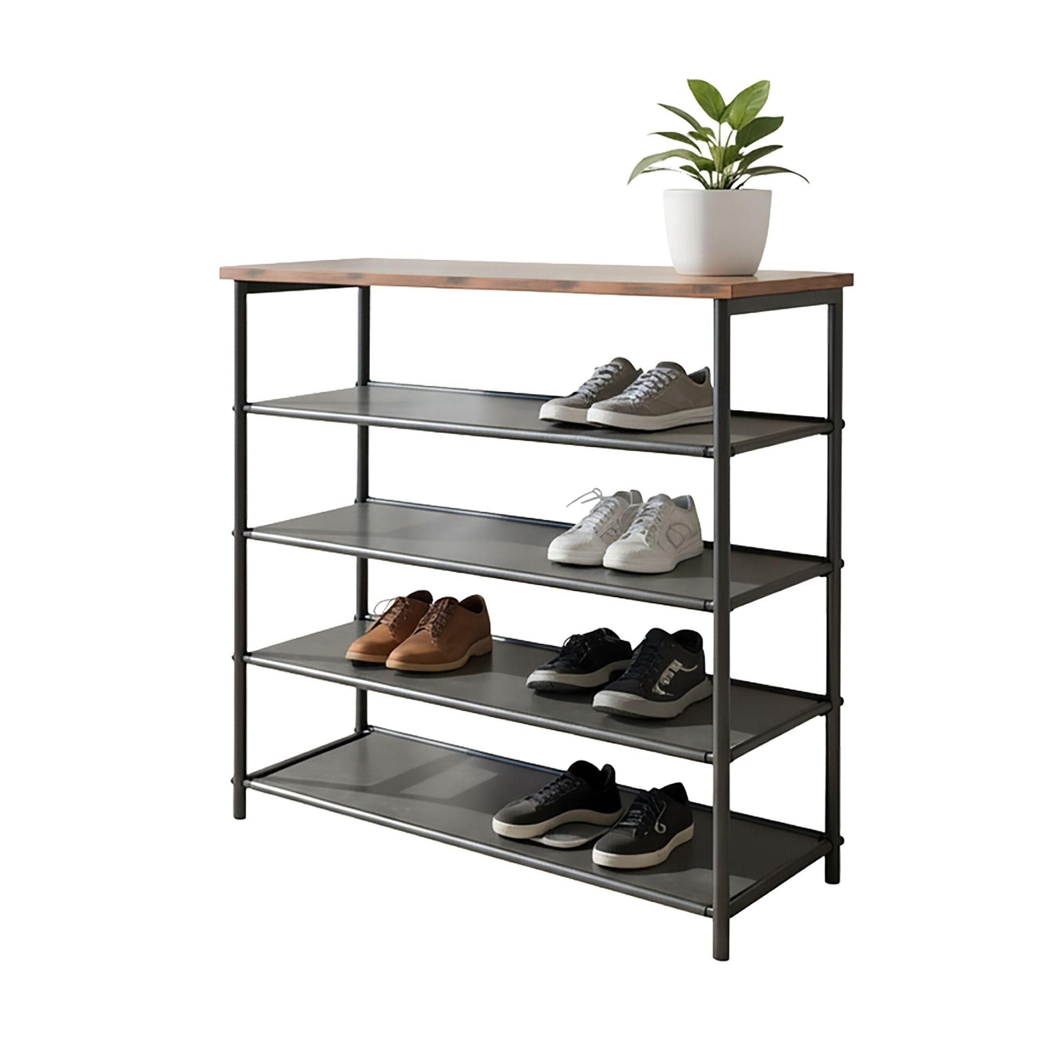 Schuhregal mit Ablage Braun-Schwarz von Relaxdays