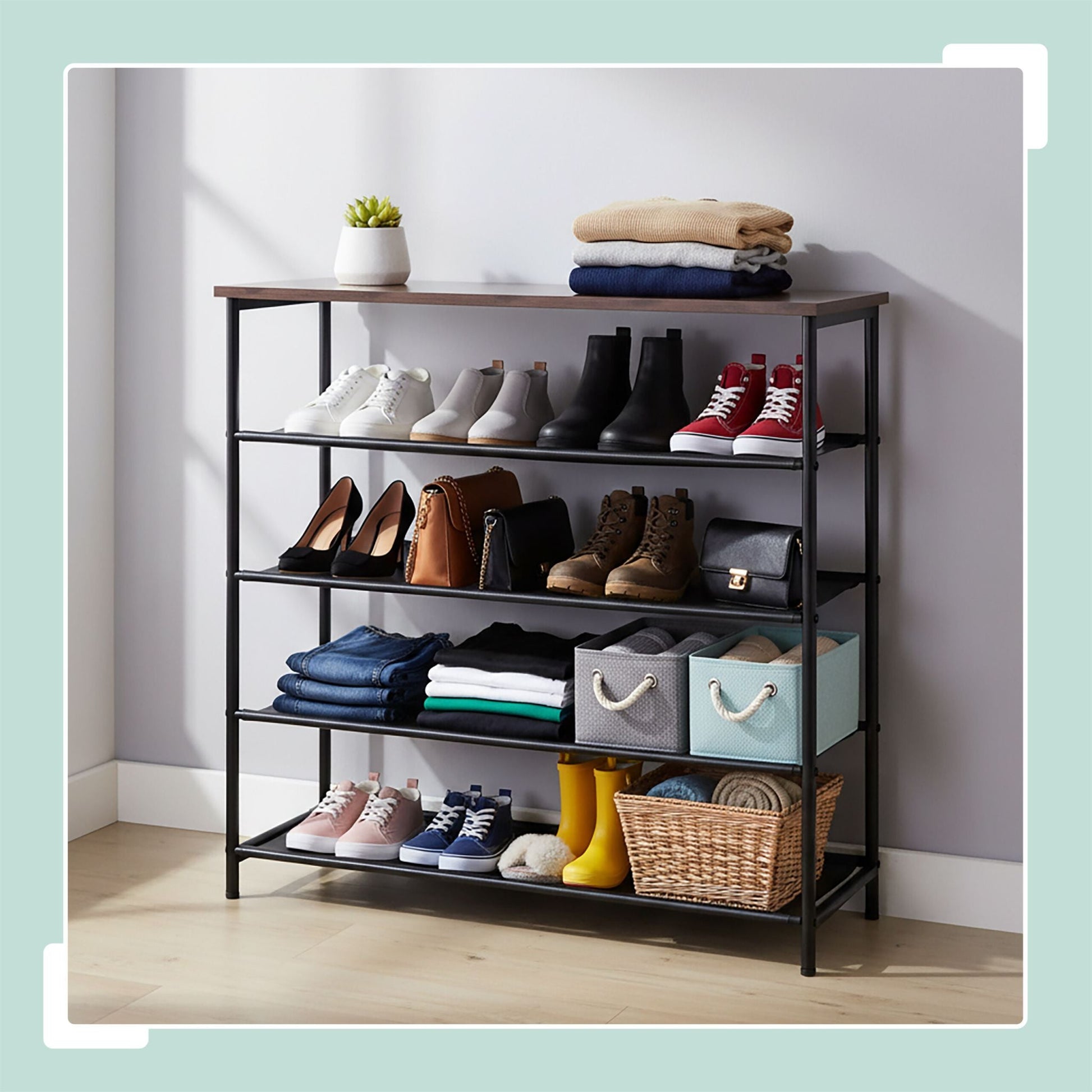Schuhregal mit Ablage Braun-Schwarz von Relaxdays