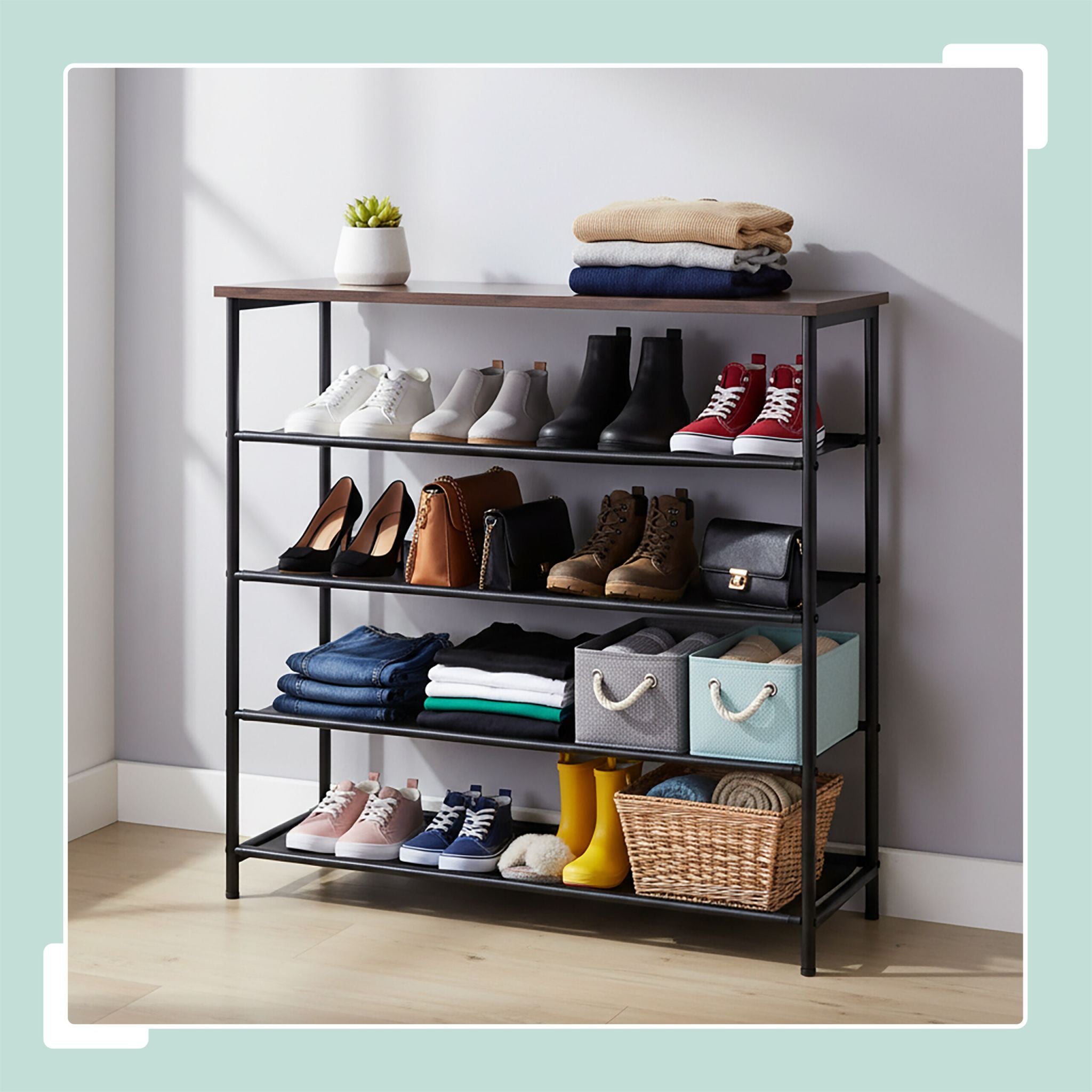 Schuhregal mit Ablage Braun-Schwarz von Relaxdays