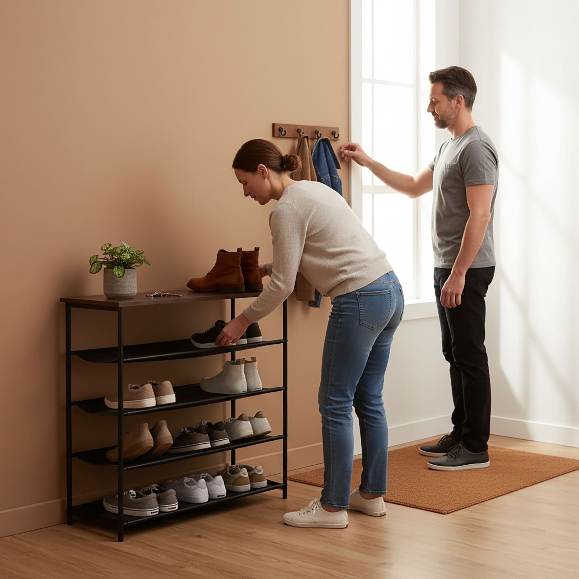 Schuhregal mit Ablage Braun-Schwarz von Relaxdays