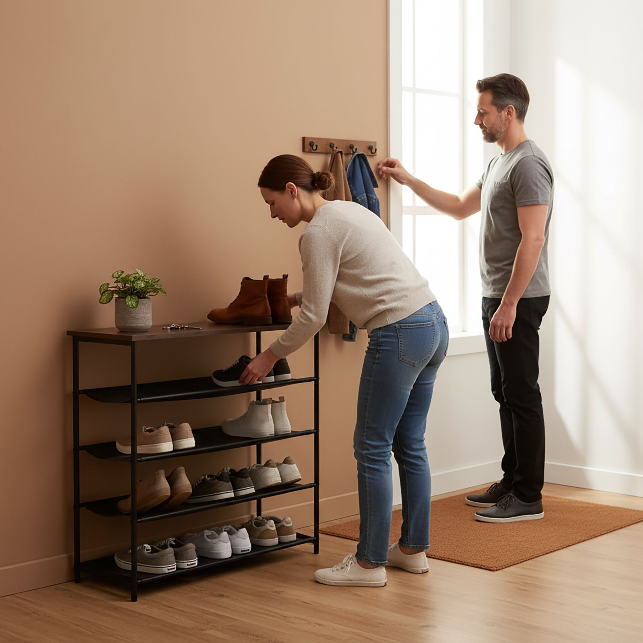 Schuhregal mit Ablage Braun-Schwarz von Relaxdays