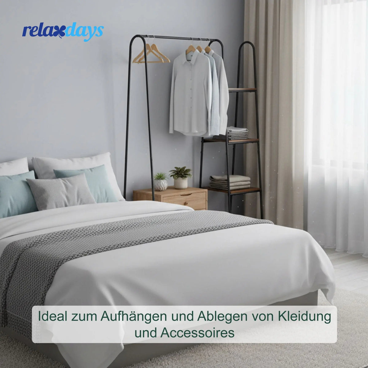 Kleiderständer mit 5 Ablagen Dunkelbraun-Schwarz von Relaxdays